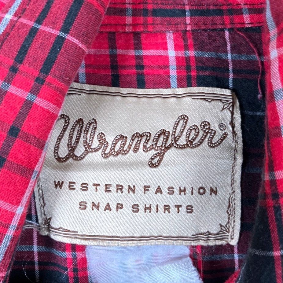 Wrangler Wrangler Shirt Red Black Plaid Pearl Snap Long Sleeve Western Medium Mens Shirt Size US M / EU 48-50 / 2 - 6 Thumbnail