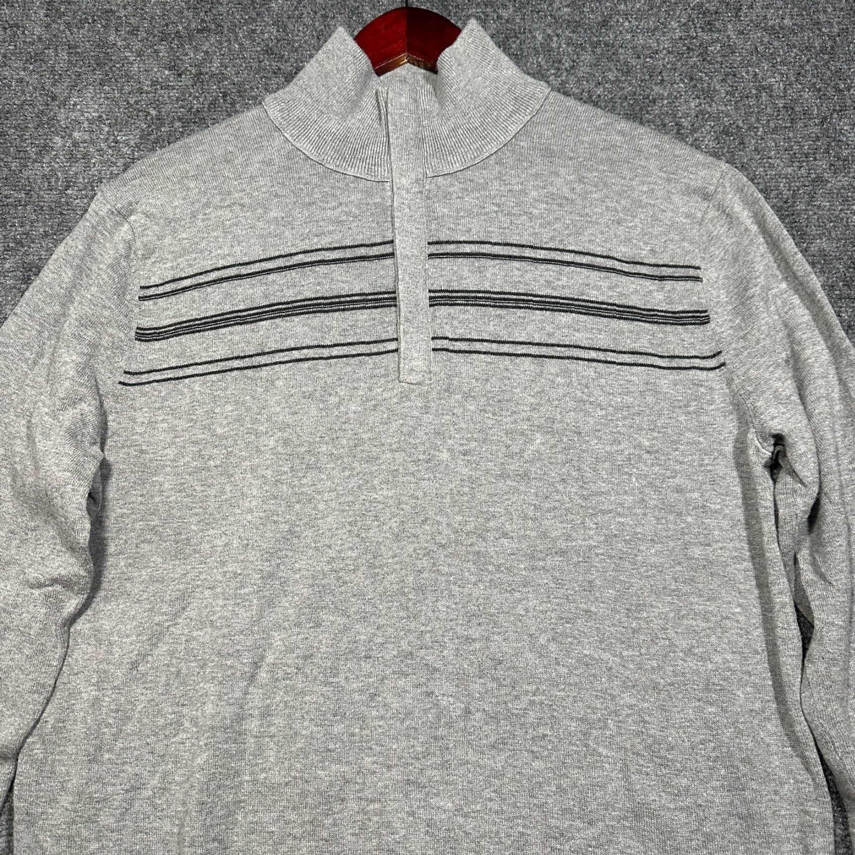 Banana Republic Banana Republic Sweater Mens L Gray Cotton 1/4 Zip Mock Neck Pullover Ribbed Cuffs Size US L / EU 52-54 / 3 - 4 Thumbnail