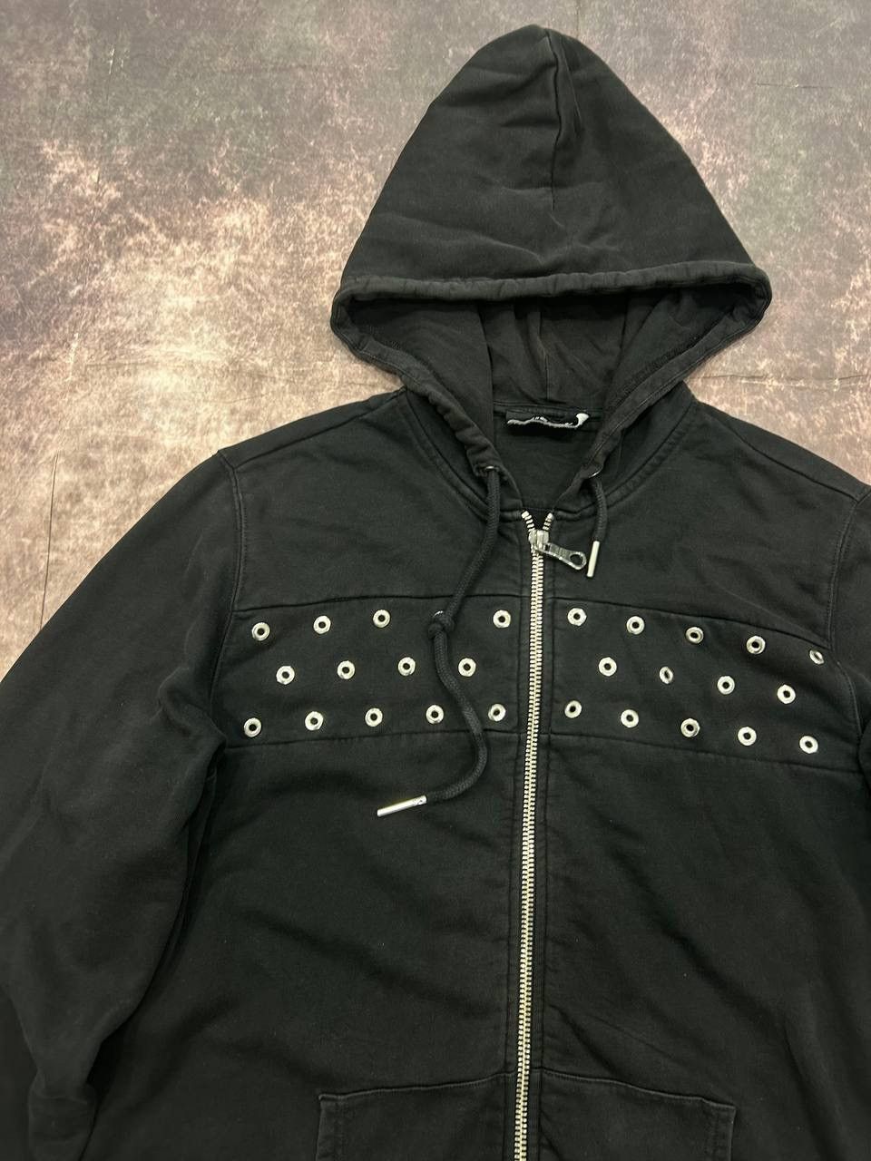 Diesel Diesel Black Eyelet Hoodie – Grommet Detail Japanese Style Size US XL / EU 56 / 4 - 4 Thumbnail
