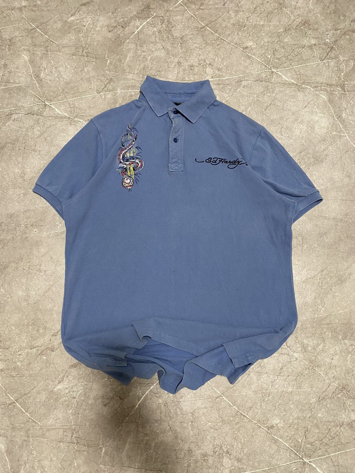 Christian Audigier × Ed Hardy × Vintage Vintage Y2K Ed Hardy By Christian Audigier Big Logo Polo Size US XXL / EU 58 / 5 - 8 Thumbnail