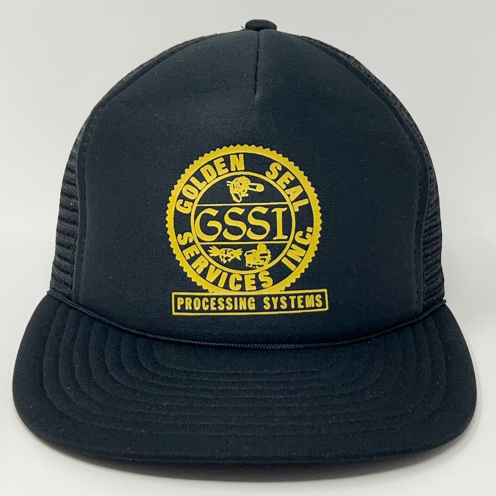 Vintage Vintage 80s Golden Seal Services Inc Trucker Hat Cap Black Size ONE SIZE - 1 Thumbnail