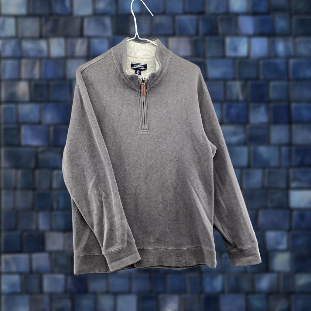 Lands' End Lands' End Mens Gray 1/4 Zip Golf Knit Sweater Jacket Size M Pullover Jacket Zip Sweatshirt Long Sleeve All Seasons Casual Outdoor Classic Mens Size US M / EU 48-50 / 2 - 1 Thumbnail