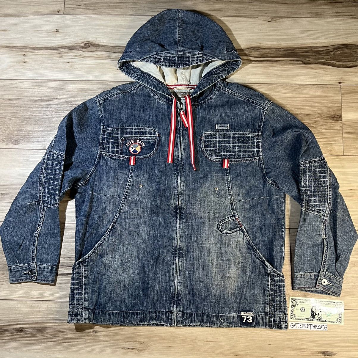 Pepe Jeans Blue Hooded Denim Jean Jacket Size US XL / EU 56 / 4 - 1 Thumbnail