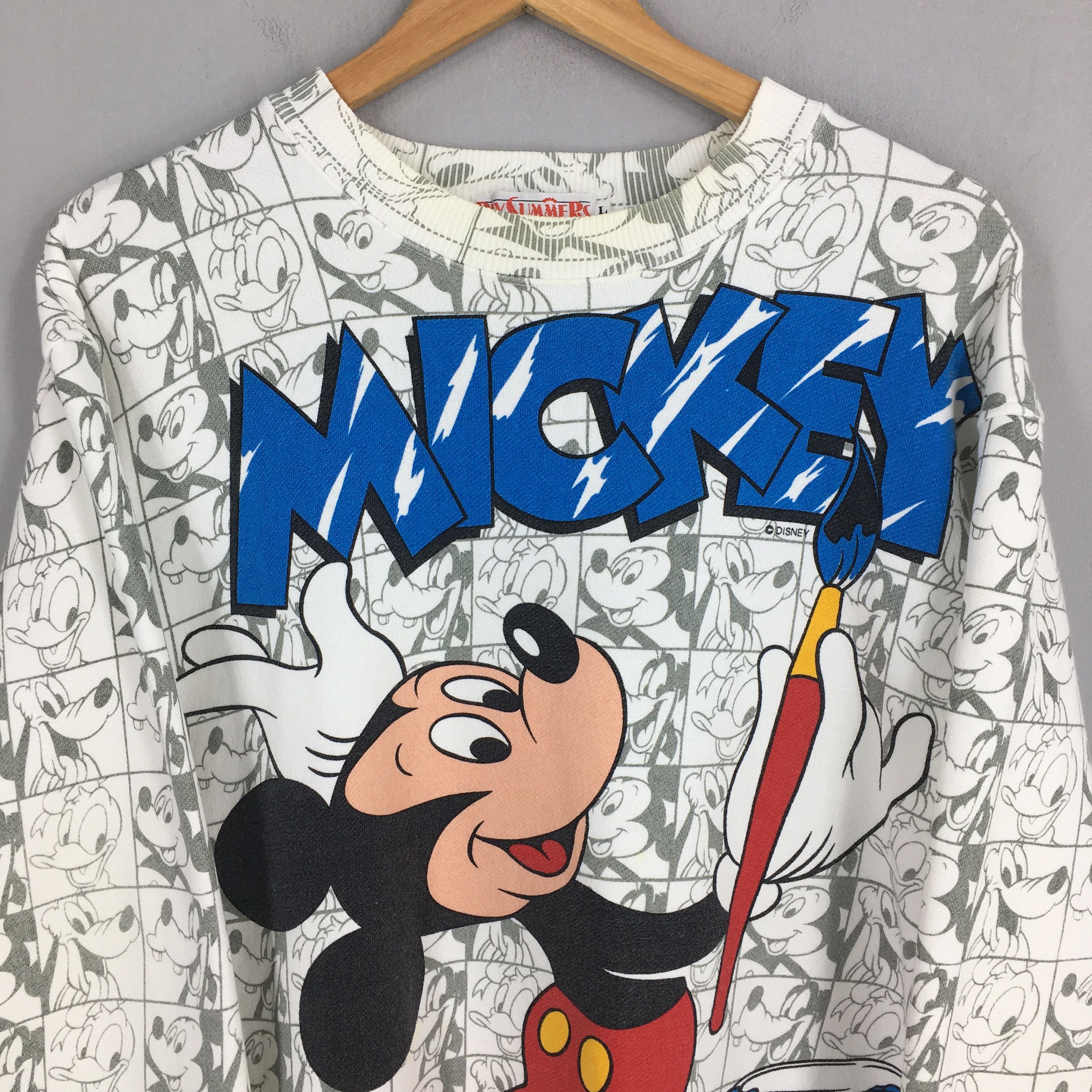 Disney Vintage 90s Mickey Mouse Goofy Sweatshirt White Large Size US L / EU 52-54 / 3 - 2 Thumbnail