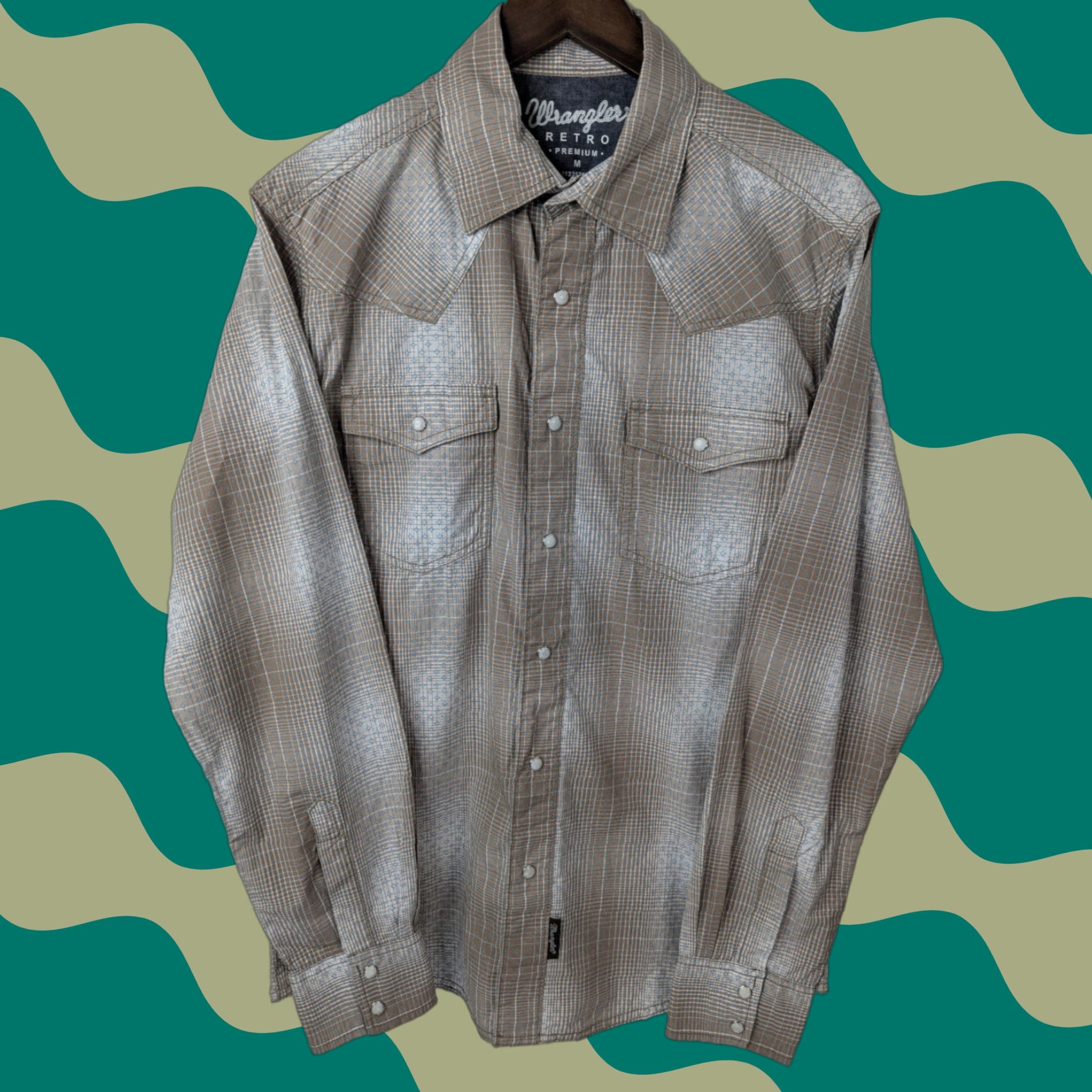 Wrangler VINTAGE Wrangler Retro Premium Plaid Pearl Snap Button Western Shirt Men's M Brown Long Sleeve Snap Button Up Mens Clothing - Size US M / EU 48-50 / 2 - 1 Thumbnail