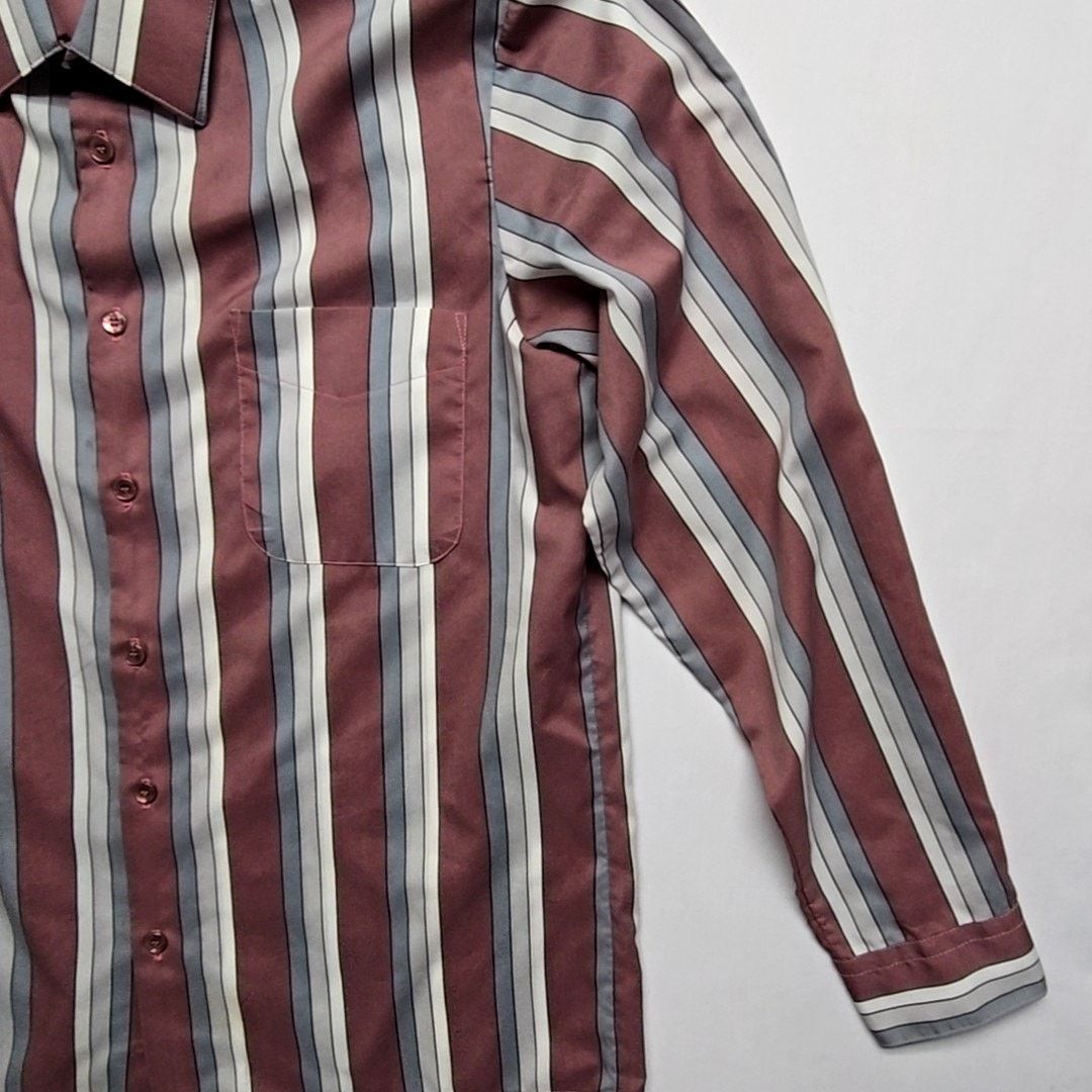 Vintage Vintage D'Avila Striped Button-Up Shirt Burgundy L Shirt Size US L / EU 52-54 / 3 - 4 Thumbnail