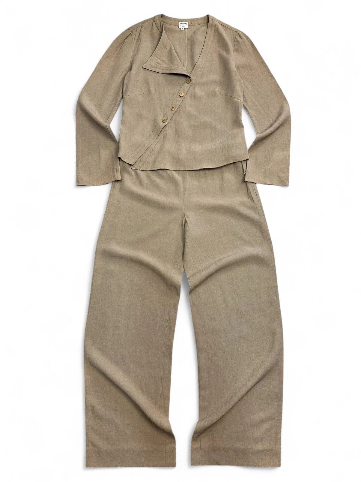 Armani Vintage Armani Beige Linen Two-Piece Minimalist Japan Style Size 28" / US 6 / IT 42 - 2 Thumbnail