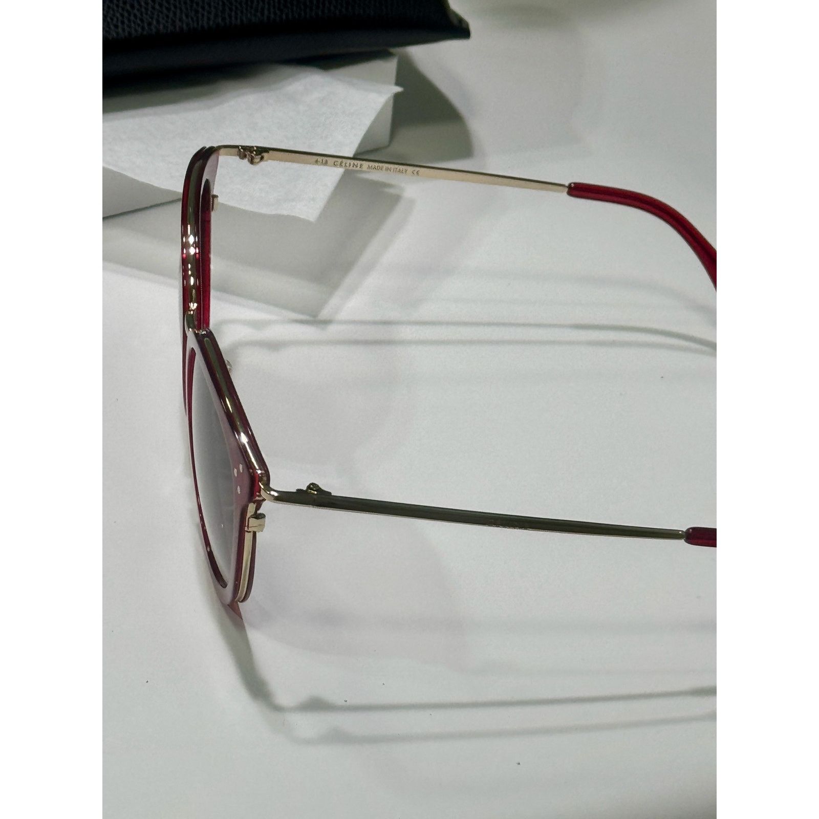 Celine CELINE 56mm Round Sunglasses Red Shiny Red Size ONE SIZE - 7 Thumbnail