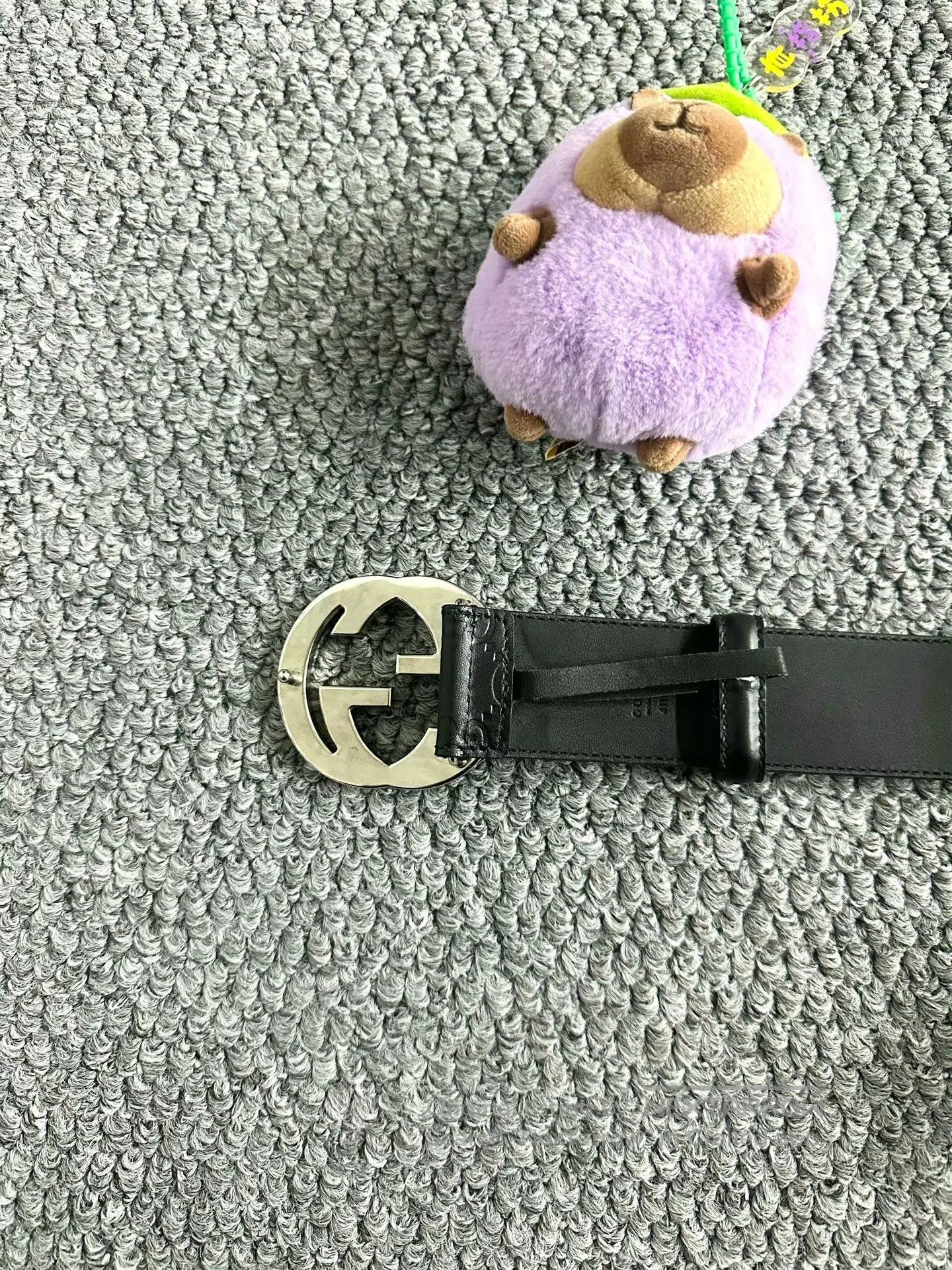 Gucci Guicci Double G Silver Buckle Embossed Belt| Size ONE SIZE - 3 Thumbnail