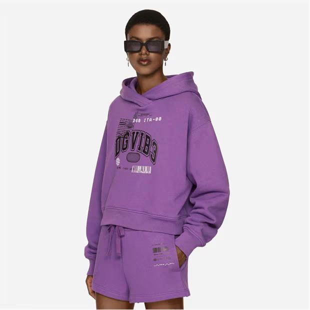 Dolce & Gabbana o1g2r1mq1024 Long Sleeved Cotton Jersey Hoodie in Purple Size S / US 4 / IT 40 - 2 Thumbnail