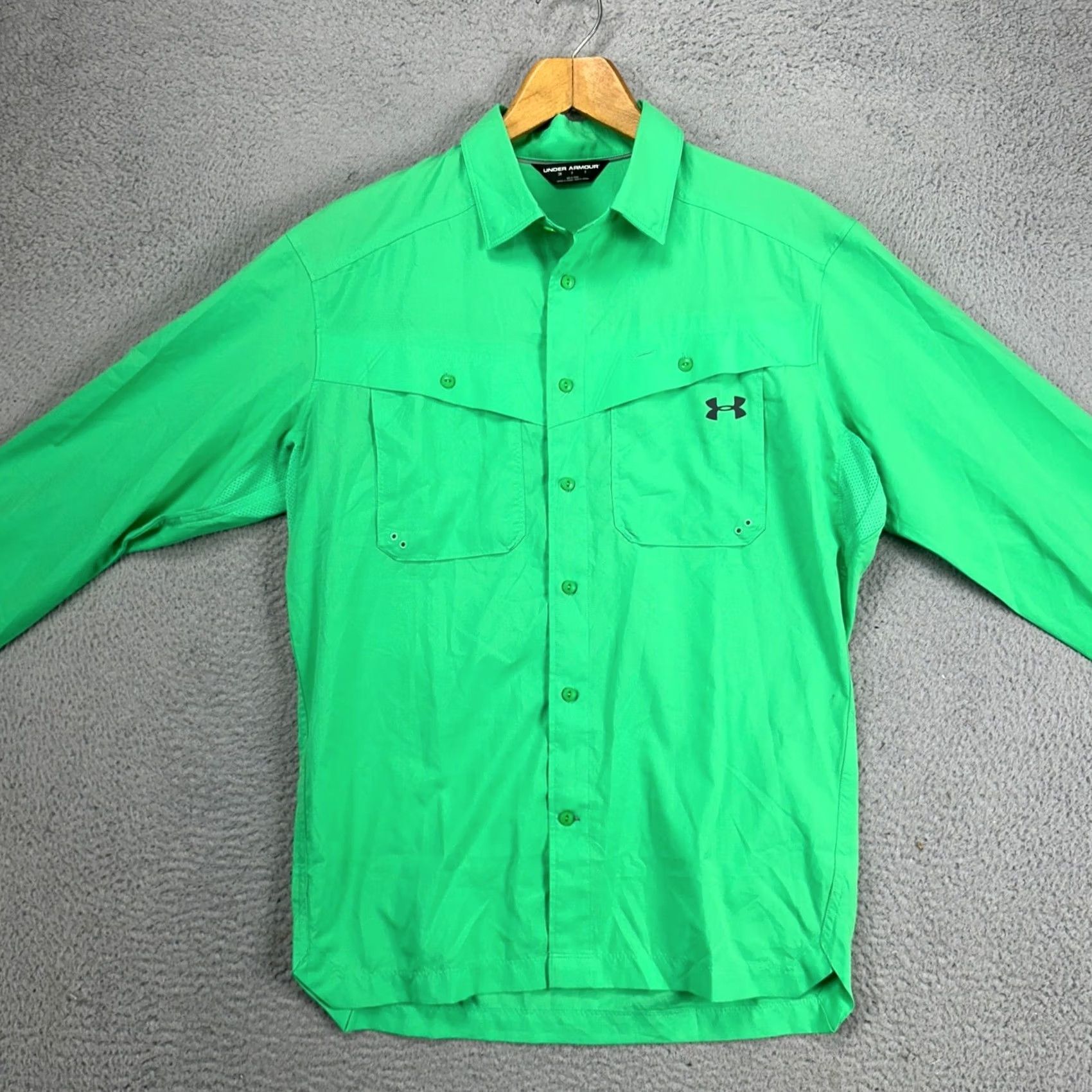 Under Armour Under Armour Tide Chaser Mens Fishing Shirt Small Green Button Up Pocket Logo Shirt Size US S / EU 44-46 / 1 - 3 Thumbnail