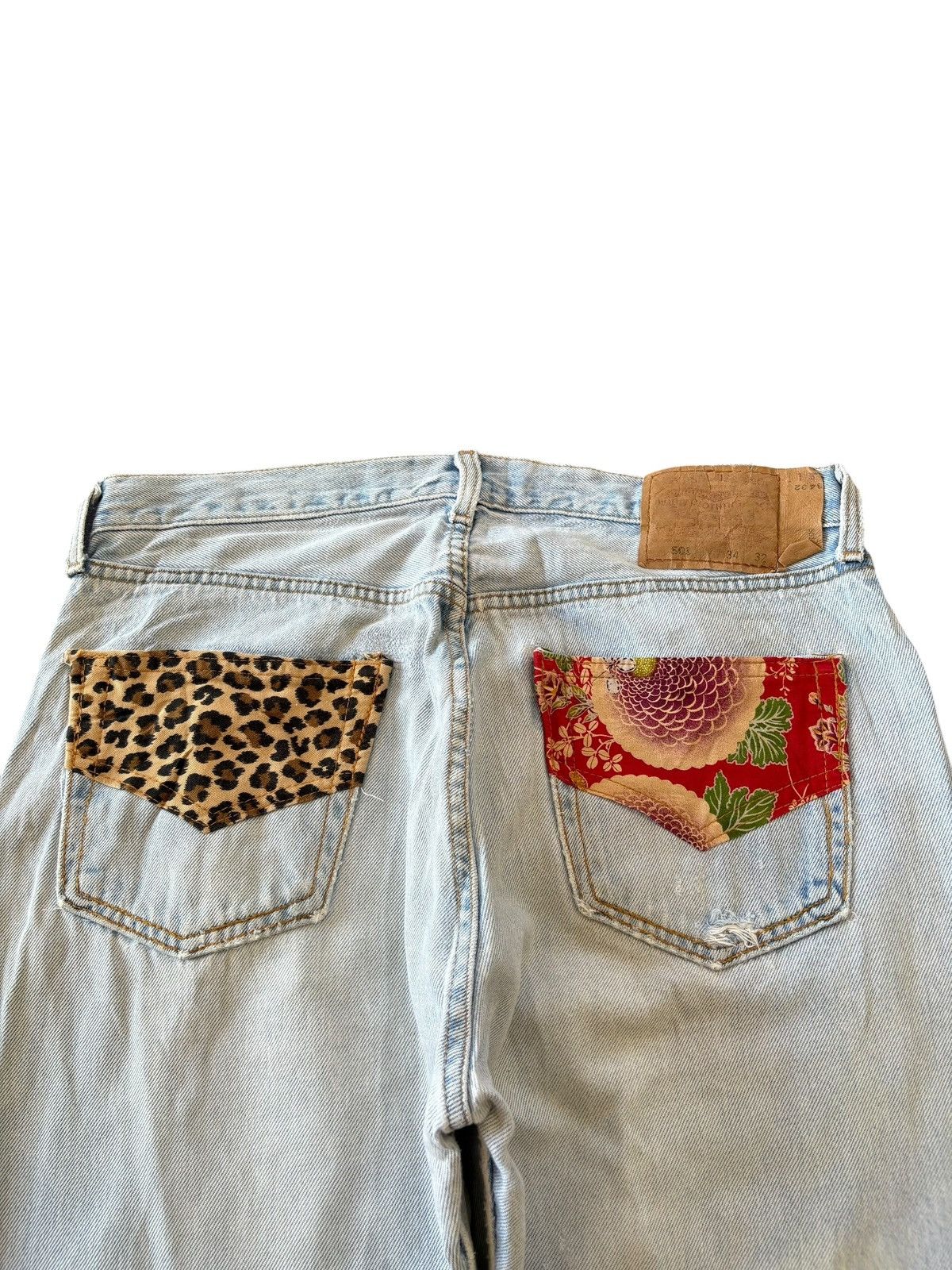 Levi's Vintage 90s Levis 501 Leopard Patched Distress Loose Jeans Size 33" - 4 Thumbnail