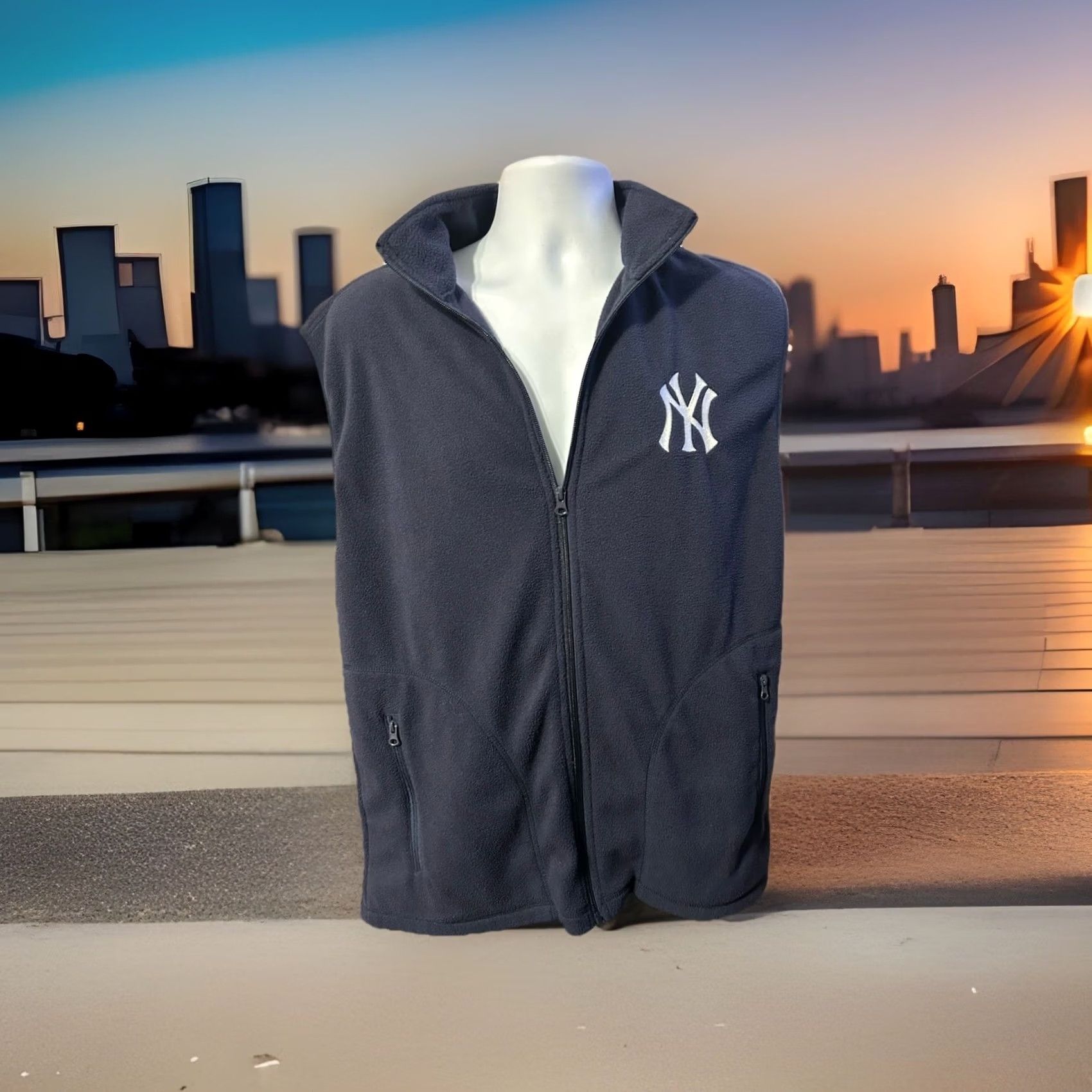 Vintage New York Yankees Vest Full Zip Men XL Navy Embroidered NY Chest Pockets Yanks Size US XL / EU 56 / 4 - 3 Thumbnail