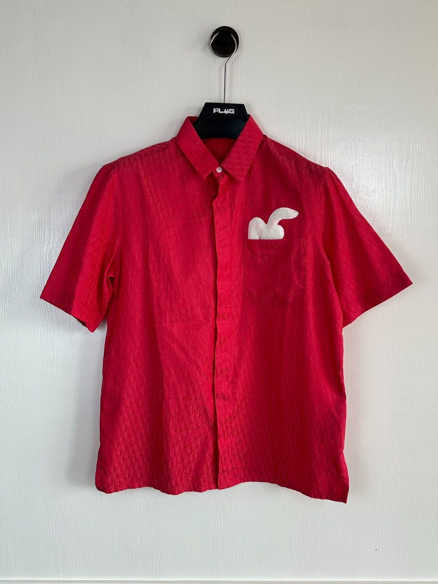 Dior Dior ERL Red Flocked Rabbit Monogram Shirt Size US M / EU 48-50 / 2 - 1 Thumbnail