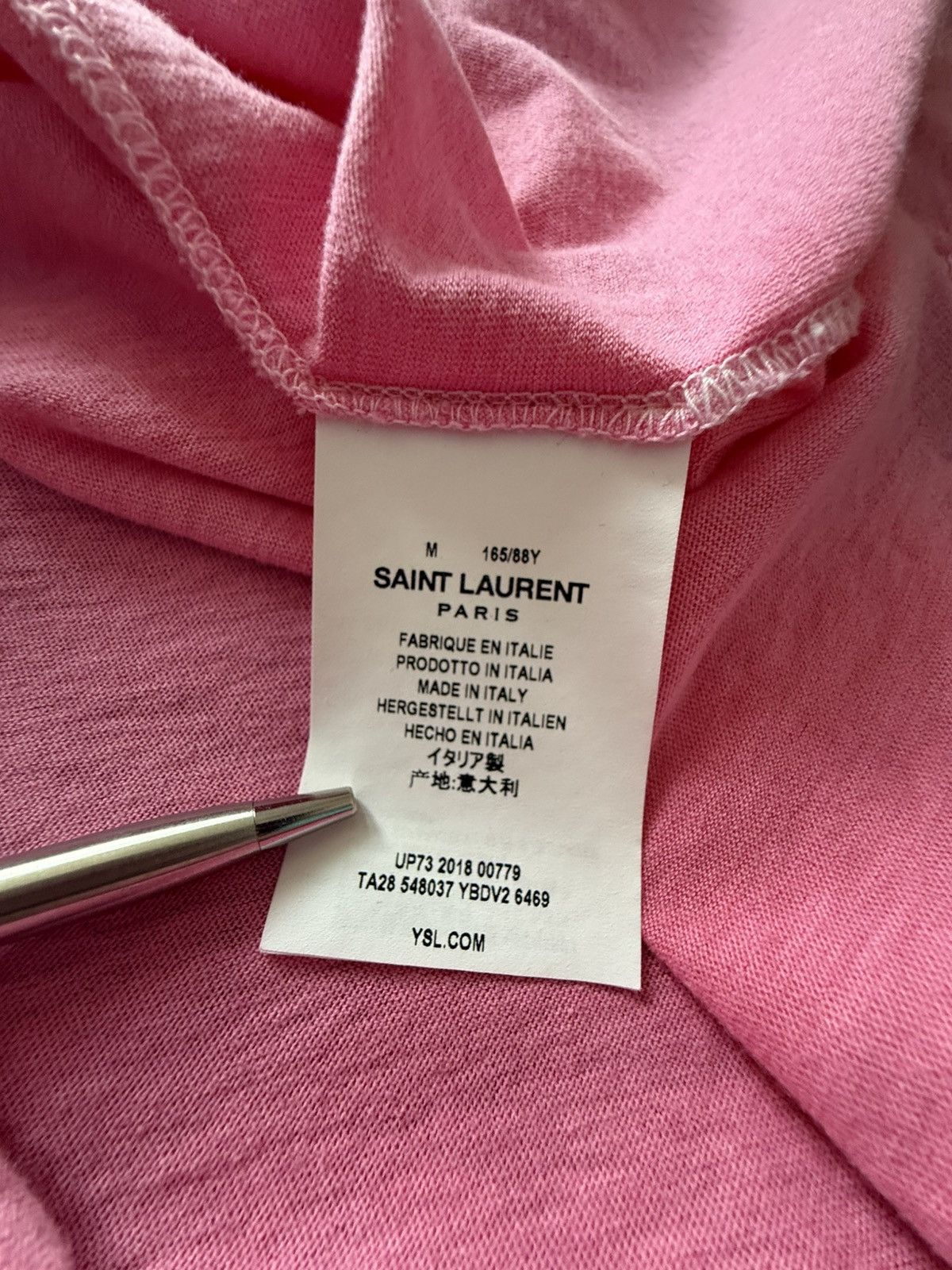 Saint Laurent Paris $550 Saint Laurent Rive Gauche logo t shirt pink M grail Size US M / EU 48-50 / 2 - 19 Thumbnail
