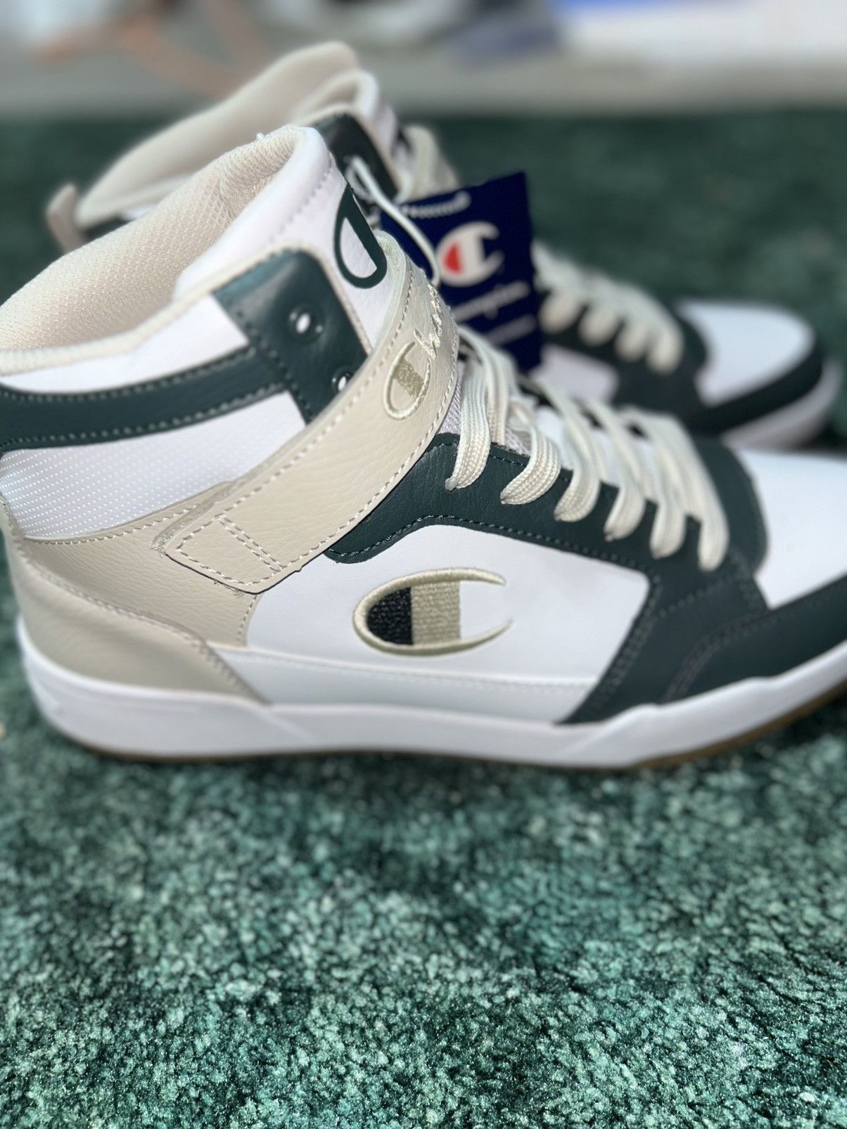 Champion “Olive and Cream” High Top Athletic Sneakers Size 11.5 Size US 11.5 / EU 44-45 - 2 Thumbnail