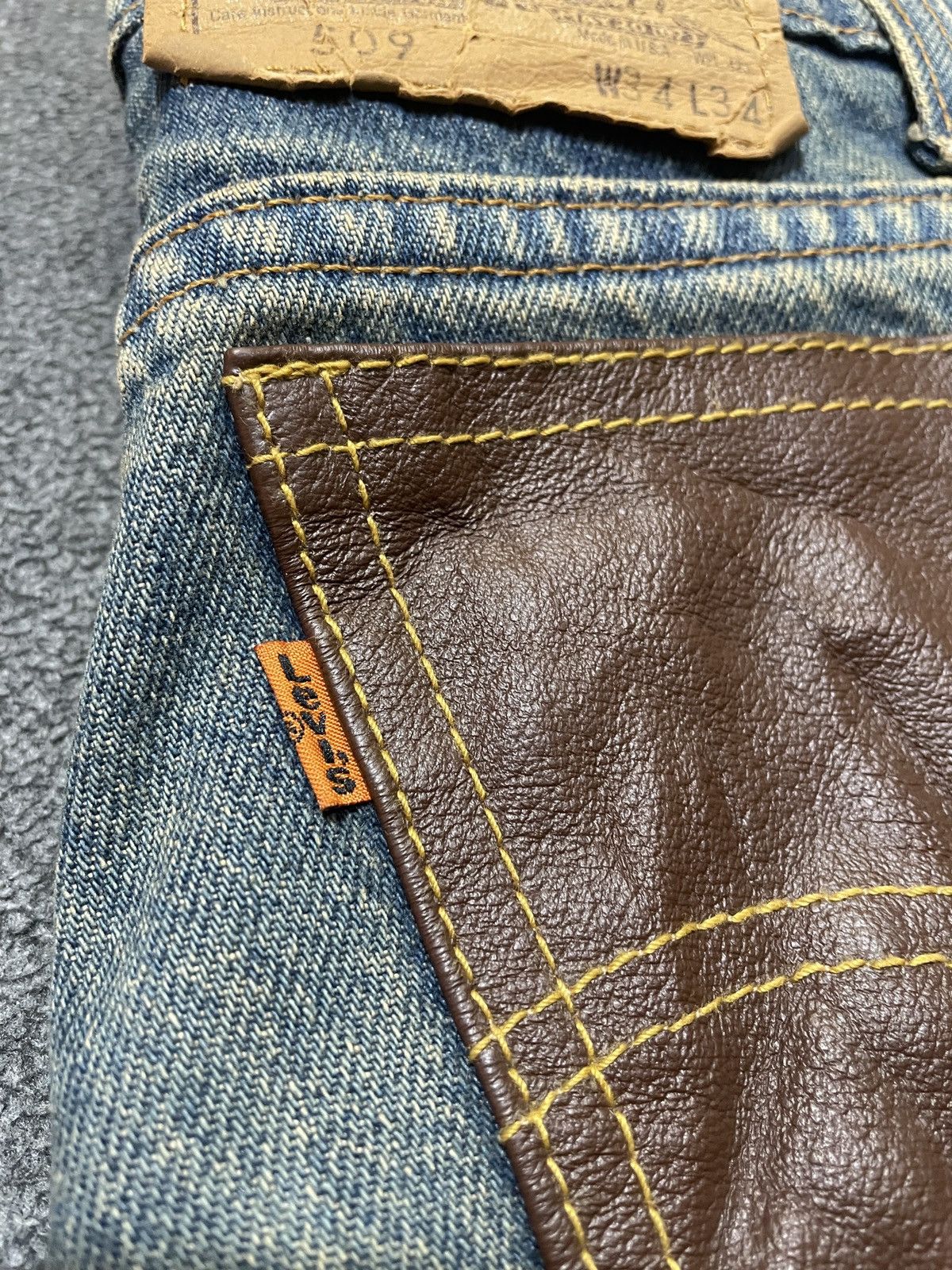 Levi's Levis Vintage 509 Orange Tab Distressed Jeans Leather Pocket Size US 34 / EU 50 - 4 Thumbnail
