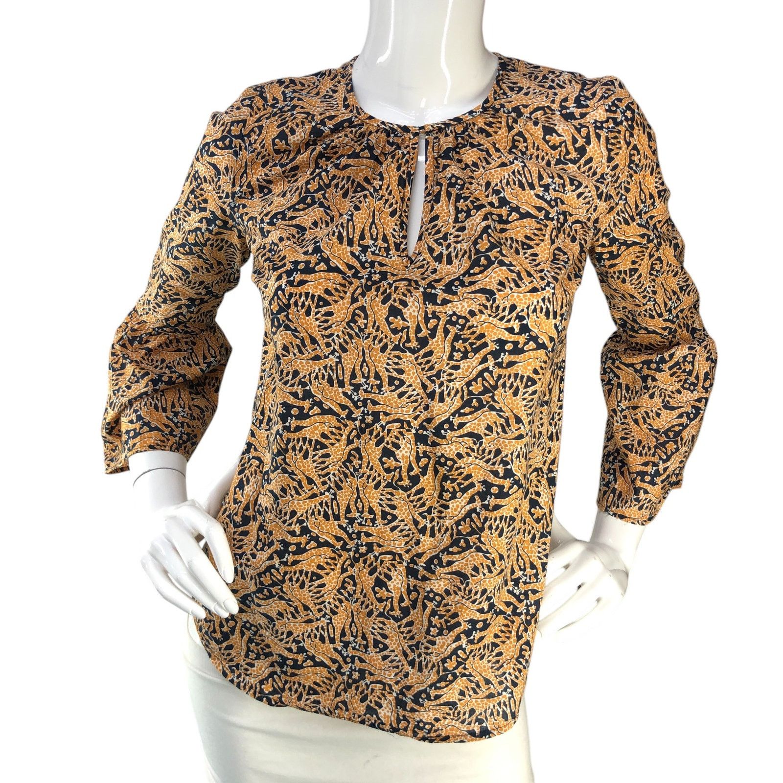 J.Crew J Crew Drake London Size 00 Blouse Giraffe Print Bell Sleeve Size XXS / US 00 / IT 34 - 11 Thumbnail