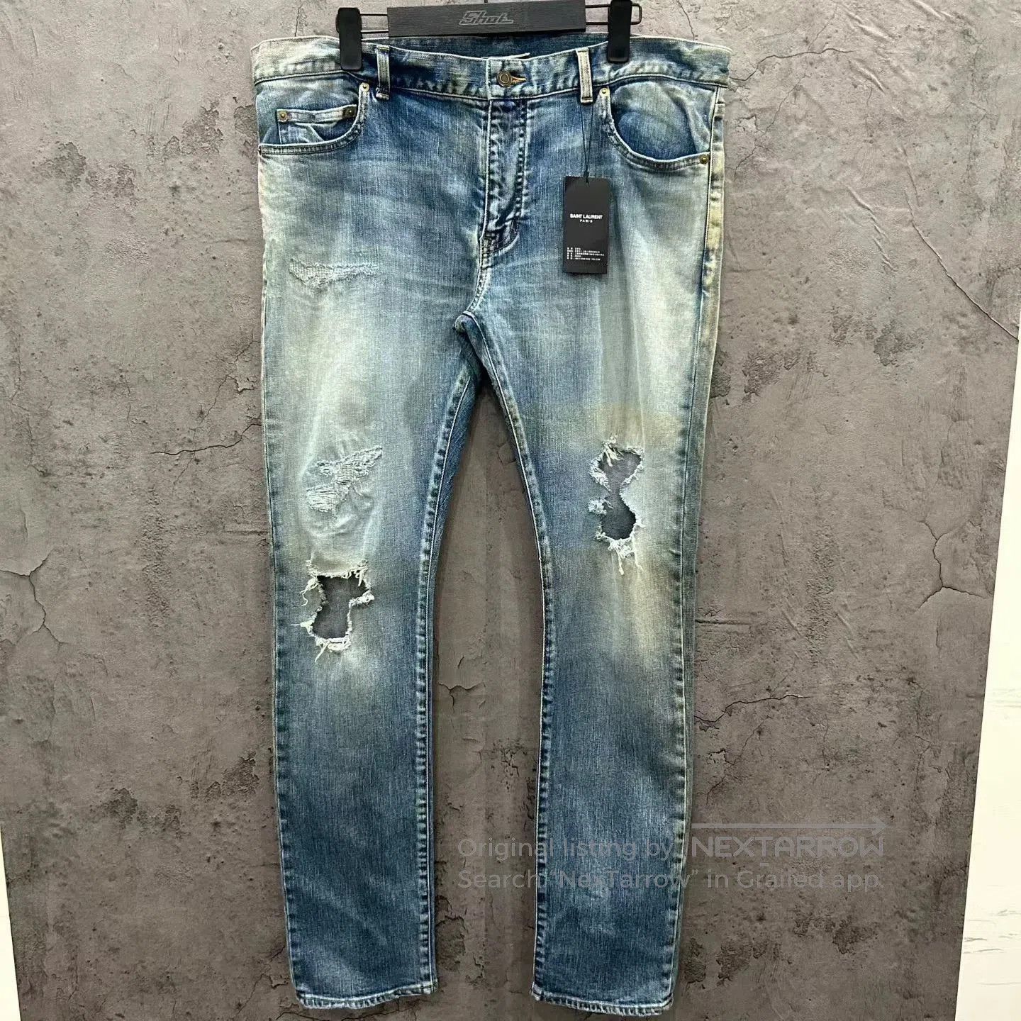 Saint Laurent Paris SLP FW14 D02 Distressed Denim Crash Jeans