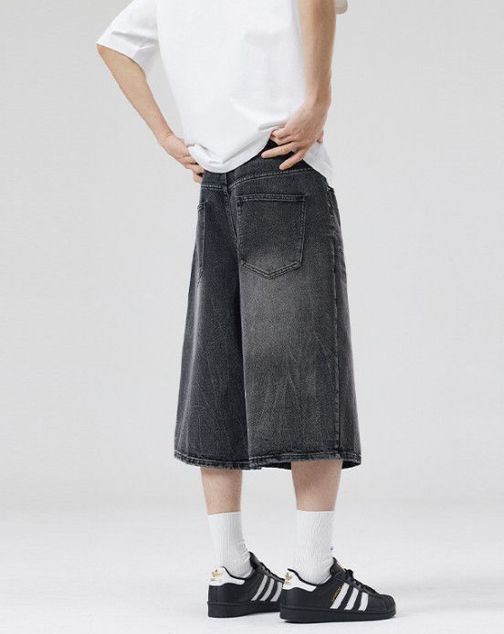 Vintage American-style washed retro lightning baggy denim shorts Size US 32 / EU 48 - 4 Thumbnail