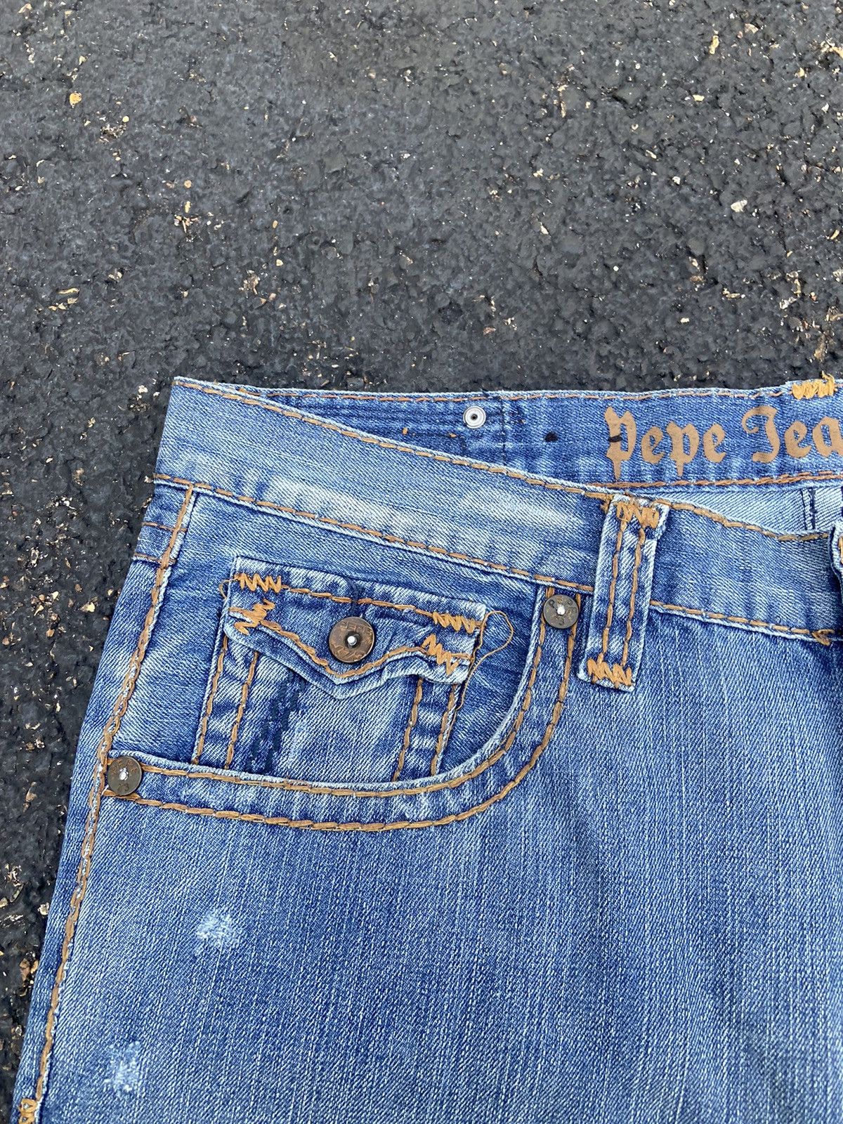 Pepe Jeans Crazy Vintage Grunge Style Faded Pepe Blue Jeans Y2K USA Size US 38 / EU 54 - 4 Thumbnail