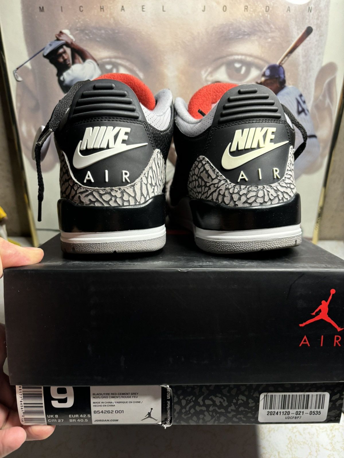 Jordan Brand Jordan 3 Retro Black Cement 2018 Size US 9 / EU 42 - 7 Thumbnail