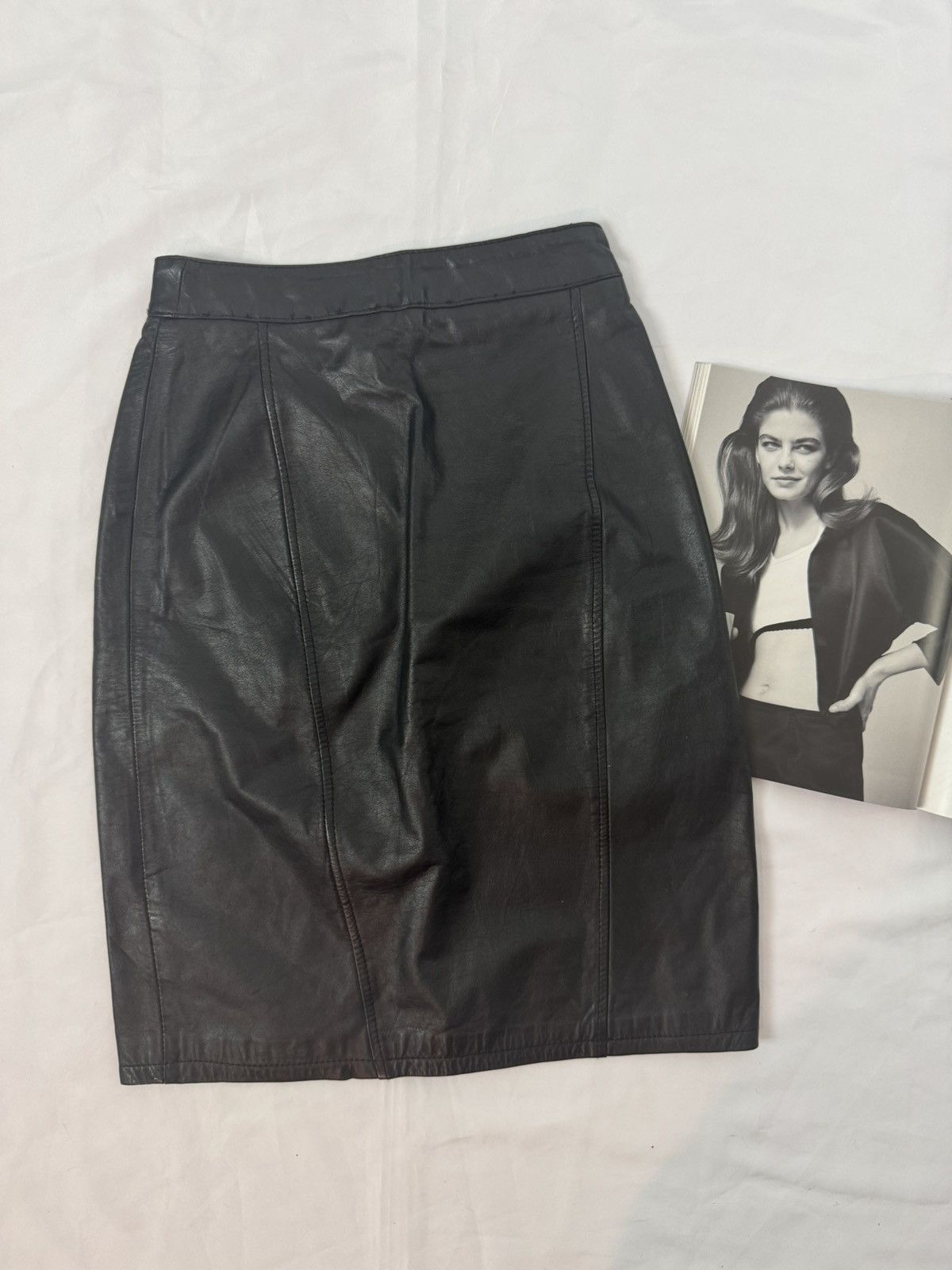 Other Vintage 80s PELLE CUIR Leather High-Waisted Pencil Skirt Size 27" / US 4 / IT 40 - 8 Thumbnail