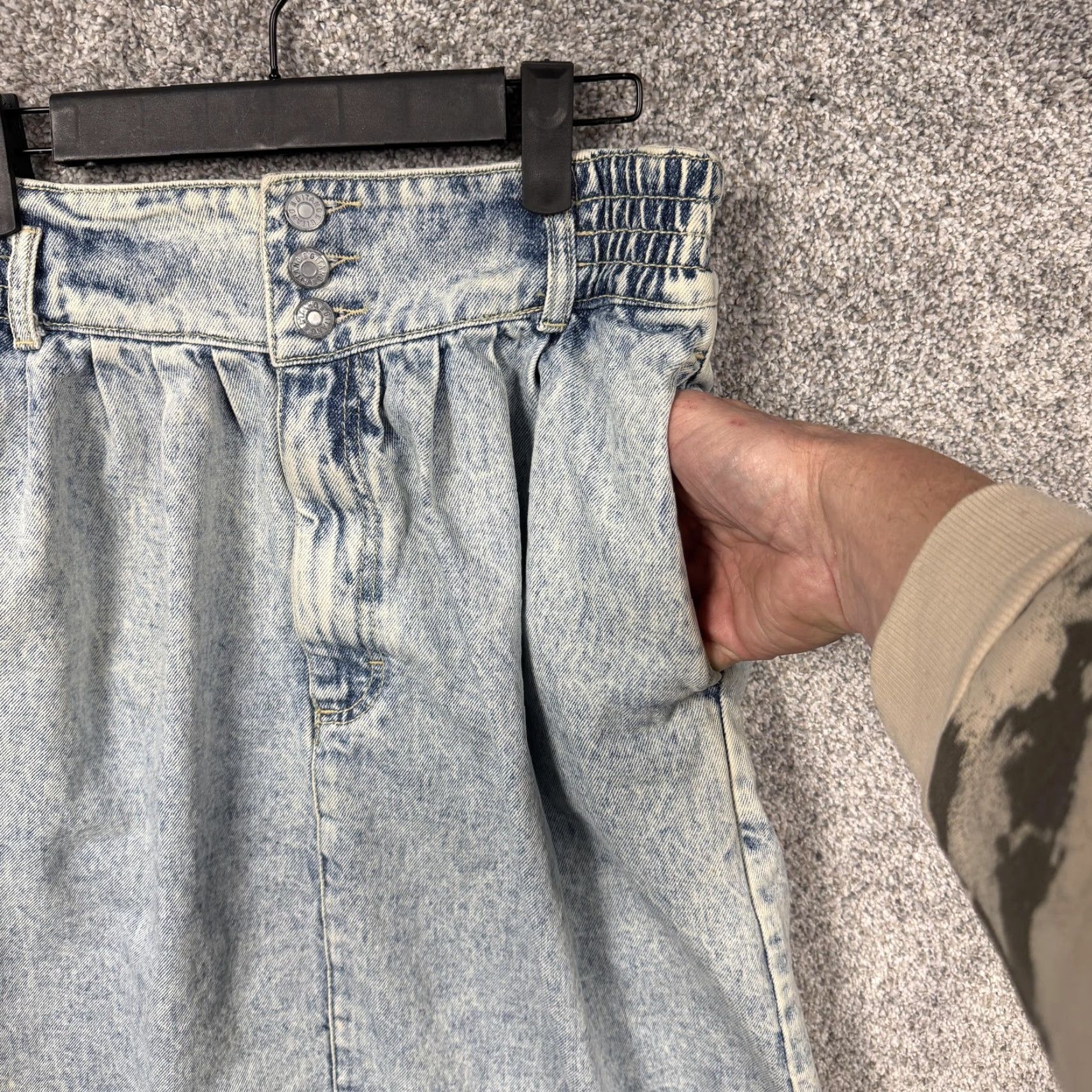 Vintage VINTAGE Gitano Denim Midi Skirt 10 Blue High Rise Elastic Waist Pockets 80s 90s Retro Size 32" / US 10 / IT 46 - 5 Thumbnail