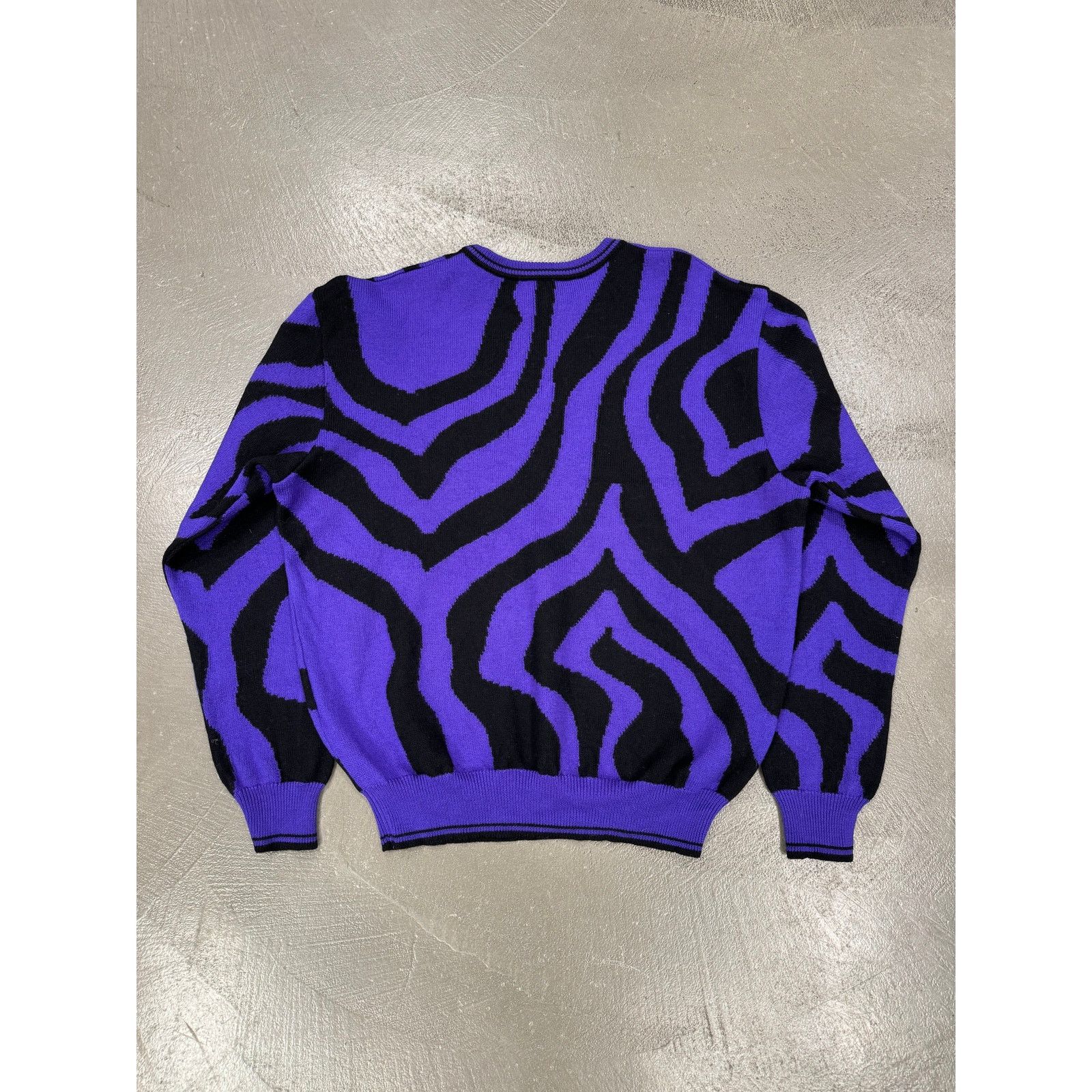 Ann Demeulemeester A/W1996 Gianni Versace runway purple zebra knit Size XXL / US 16-18 / IT 52-54 - 2 Thumbnail