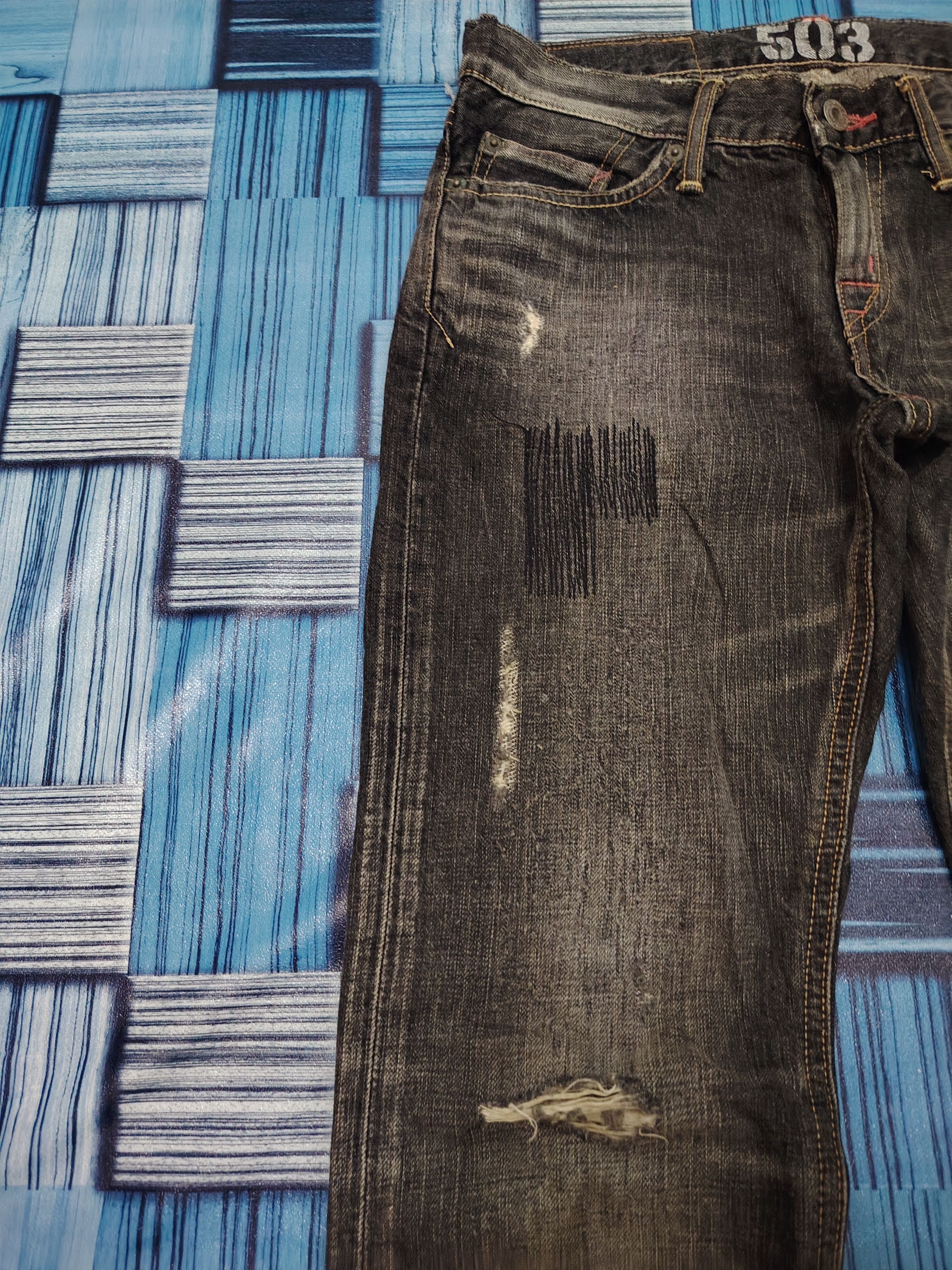 Edwin Japanese Edwin Ripped Flared Jeans I6W9 Style Size US 29 - 12 Thumbnail