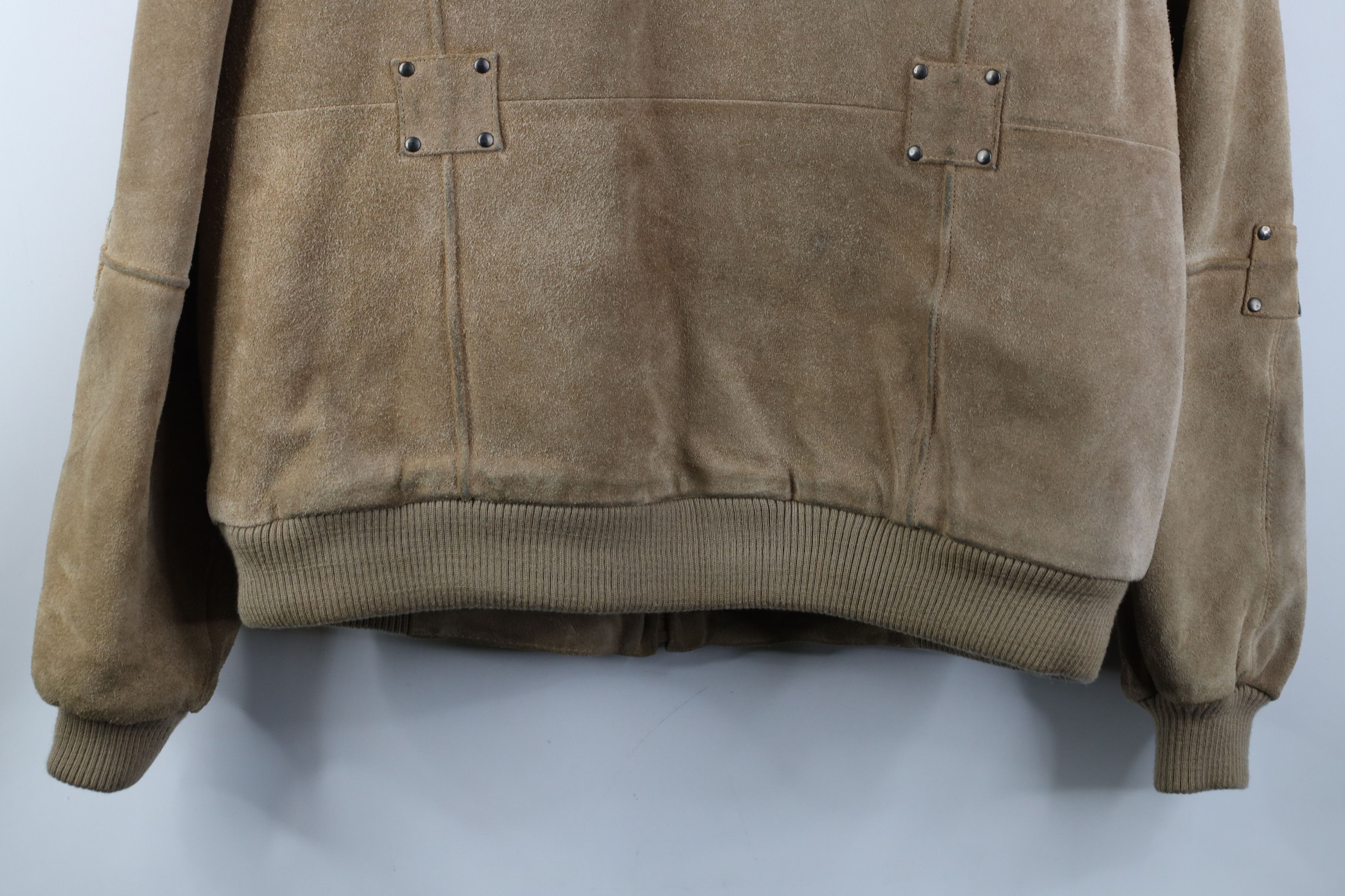 Vintage Vintage 70s Fleece Lined Suede Leather Bomber Jacket Beige Size US XXL / EU 58 / 5 - 17 Thumbnail