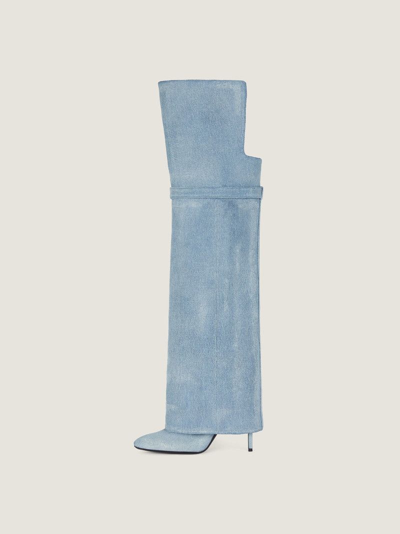 Givenchy o1w1db10326 Shark Lock Stiletto OTK Boots in Blue Size US 9.5 / IT 39.5 - 4 Thumbnail