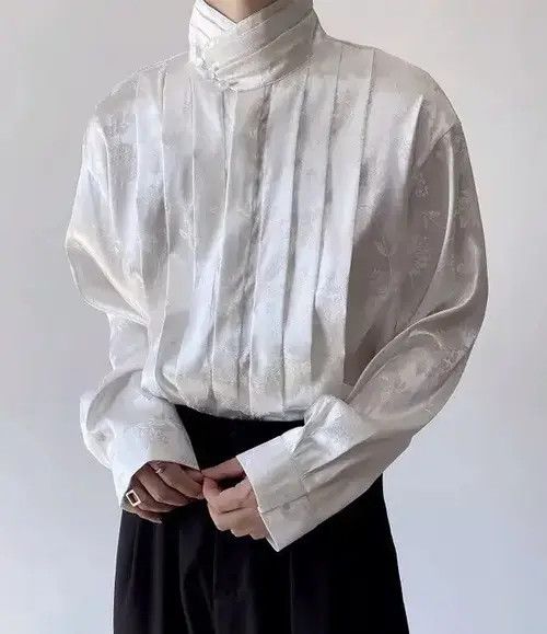 VIBE Megumi x Riho Korean fashion floral pleated button up shirt Size US M / EU 48-50 / 2 - 7 Thumbnail