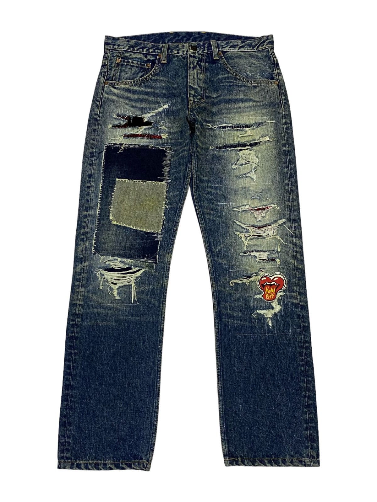 Hysteric Glamour × If Six Was Nine × Japanese Brand RNA Patchwork Distressed Denim Pants Size US 32 / EU 48 - 1 Thumbnail