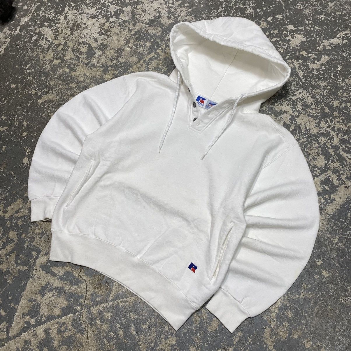 Russell Athletic × Vintage Vintage Russell Athletic White Blank Boxy Hoodie USA Size US M / EU 48-50 / 2 - 2 Thumbnail