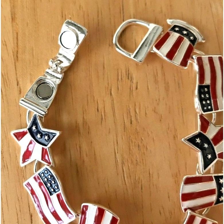 Handmade Patriotic Bracelet American Flag Uncle Sam Hat Stars Magneti Size ONE SIZE - 10 Thumbnail