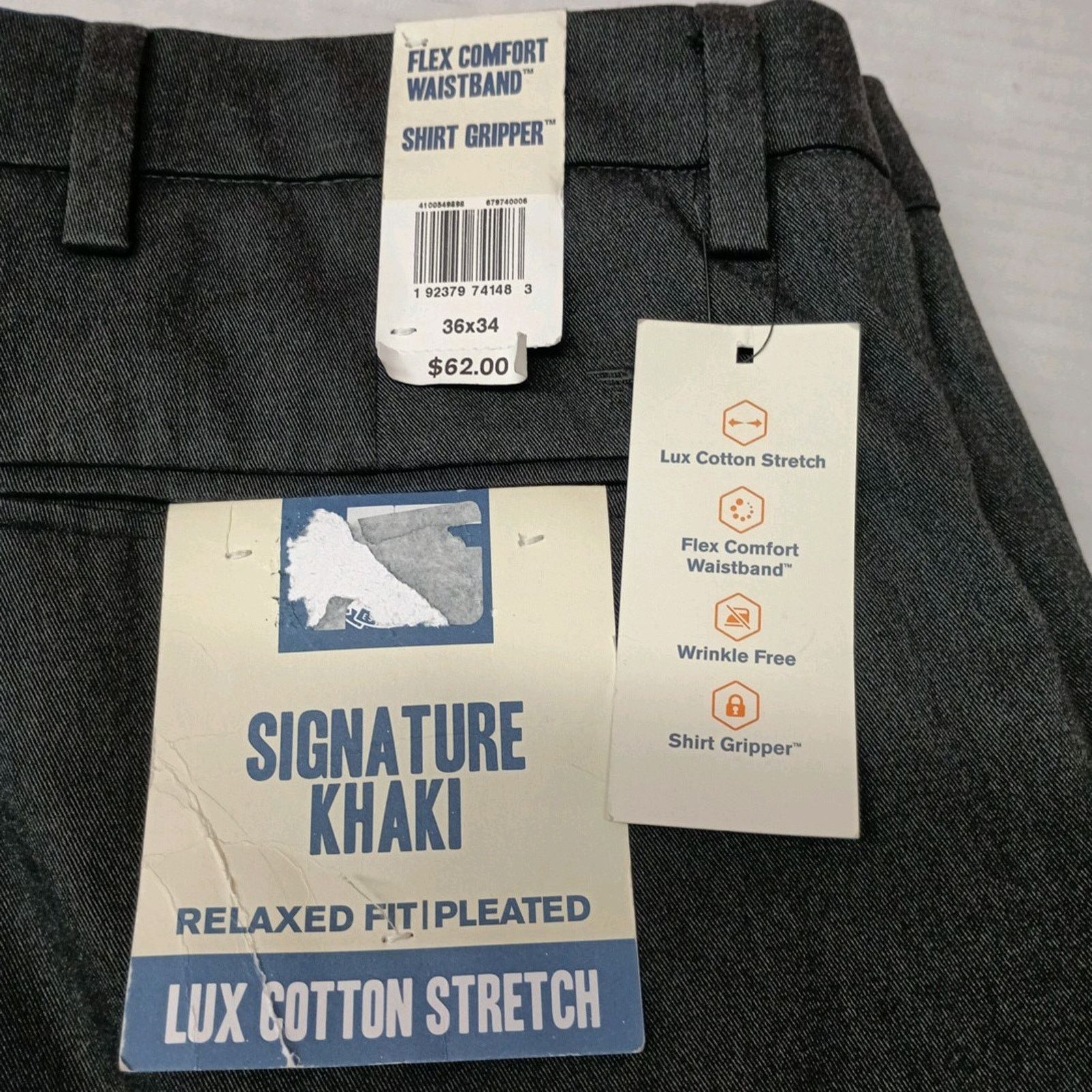 Dockers Dockers Signature Khakis Mens 36x34 Gray Relaxed Fit Pleated Size US 36 / EU 52 - 2 Thumbnail