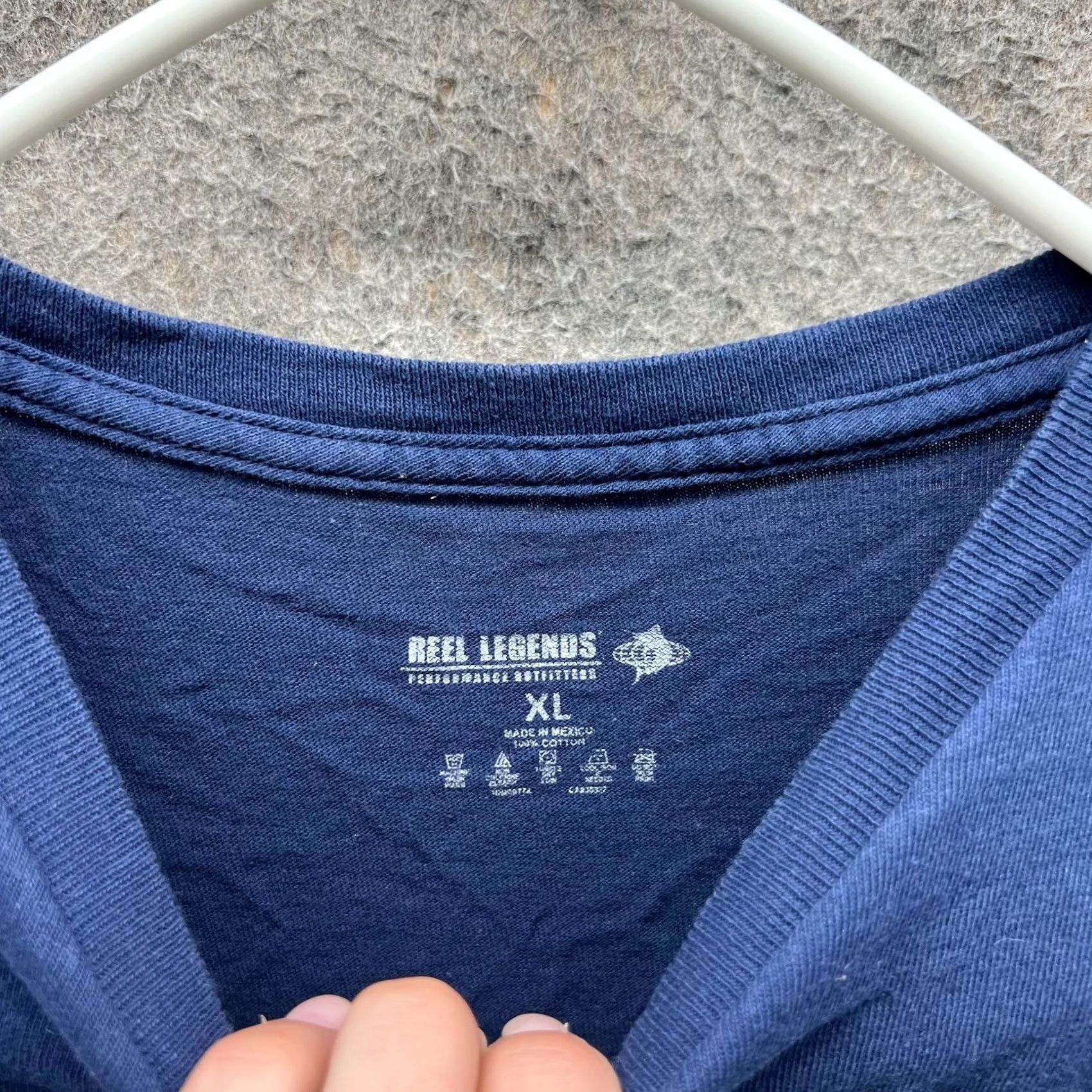 Vintage Reel Legends Shirt Mens XL Blue Navy Crewneck T-Shirt VTG - 100% Cotton, Short Sleeve, All Seasons, Logo, Fisherman Pattern, Regular Fit, Vintage Size US XL / EU 56 / 4 - 6 Thumbnail