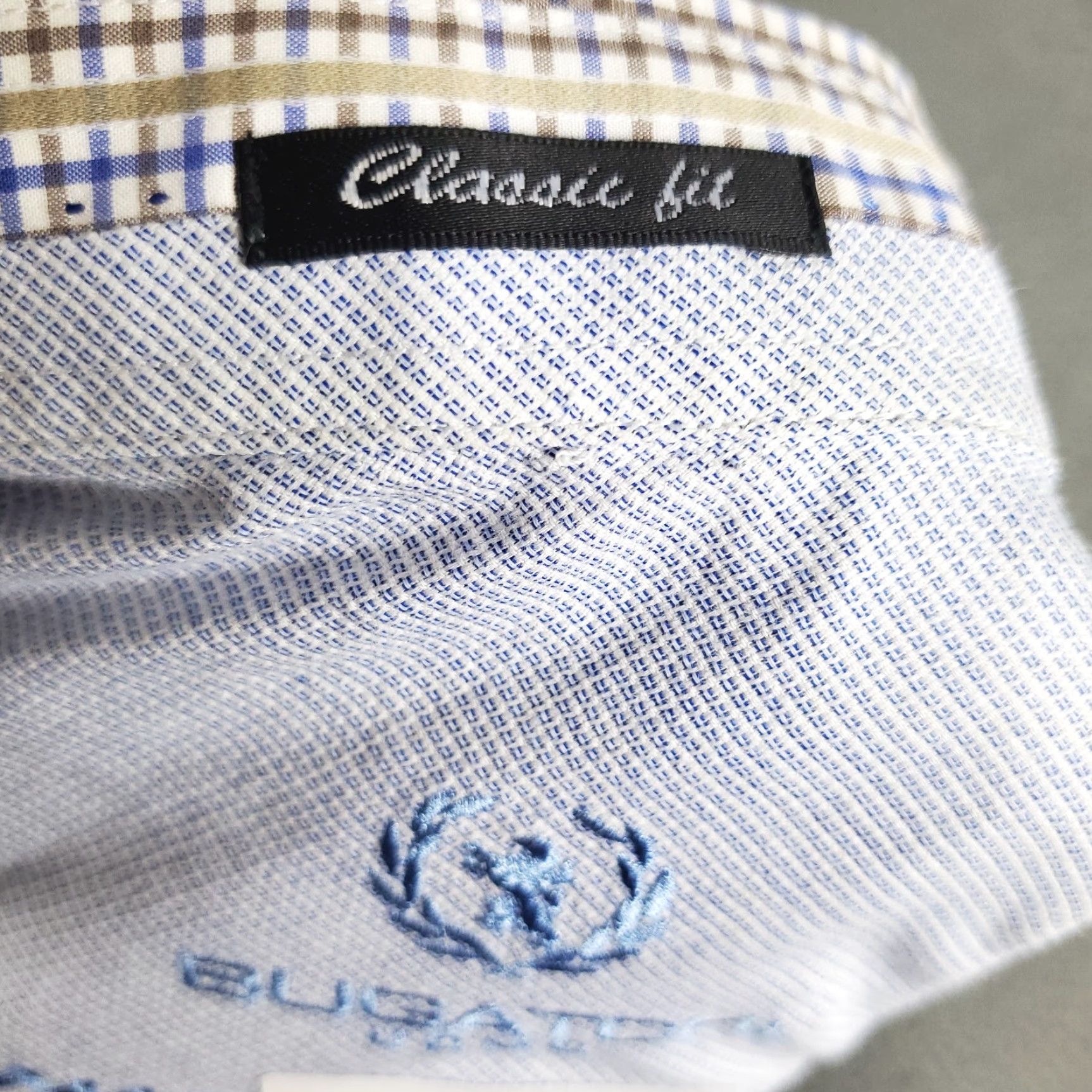BUGATCHI Bugatchi Shirt Mens Large Blue Beige Plaid Classic Fit Button Up Long Sleeve Size US L / EU 52-54 / 3 - 8 Thumbnail