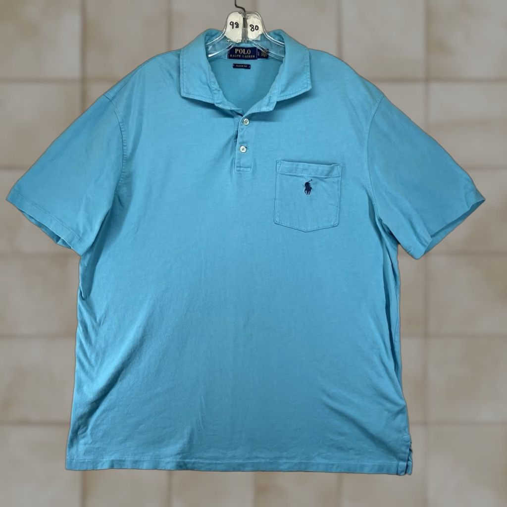 Polo Ralph Lauren Polo Ralph Lauren Shirt Mens Large Icy Blue Classic Fit Short Sleeve Cotton Size US L / EU 52-54 / 3 - 1 Thumbnail