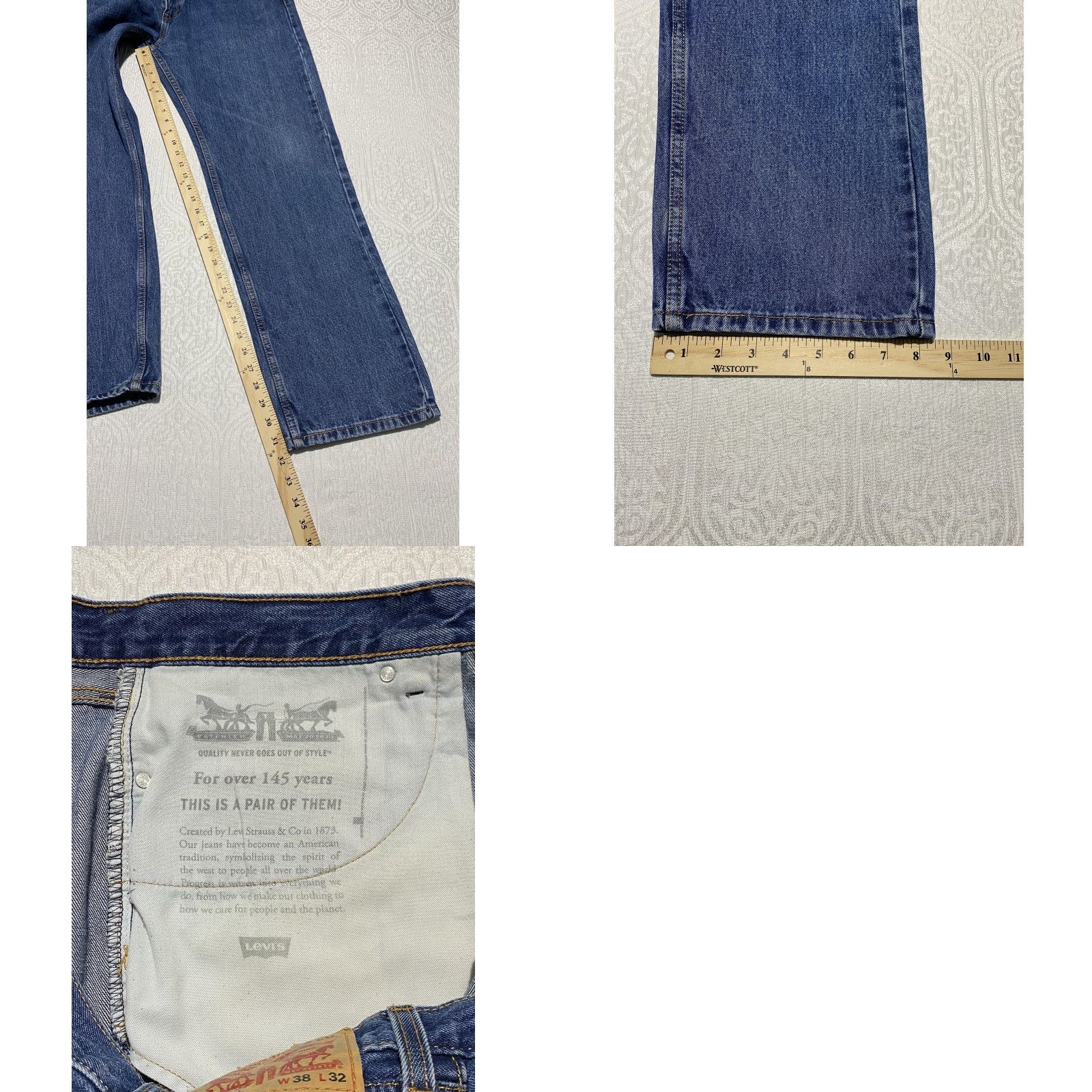 Levi's Levi's 505 Jeans Mens 38x32 Blue Relaxed Fit Straight Leg Denim Pants Classic Jeans 5-Pocket Denim Levi's 505 Comfort Fit Mens Belt Loop Patch Size US 38 / EU 54 - 8 Thumbnail