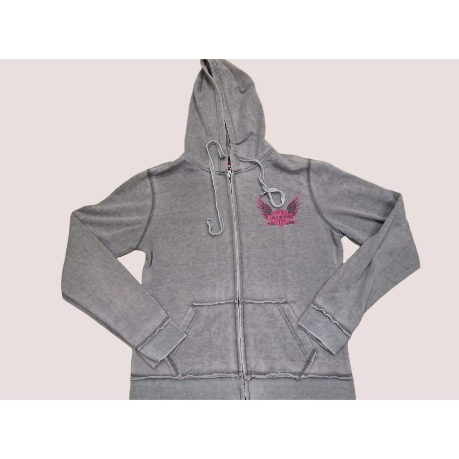 Harley Davidson Harley-Davidson Hoodie Women Large Gray Full Zip Las Vegas Nevada Wings Faded Size L / US 10 / IT 46 - 1 Thumbnail