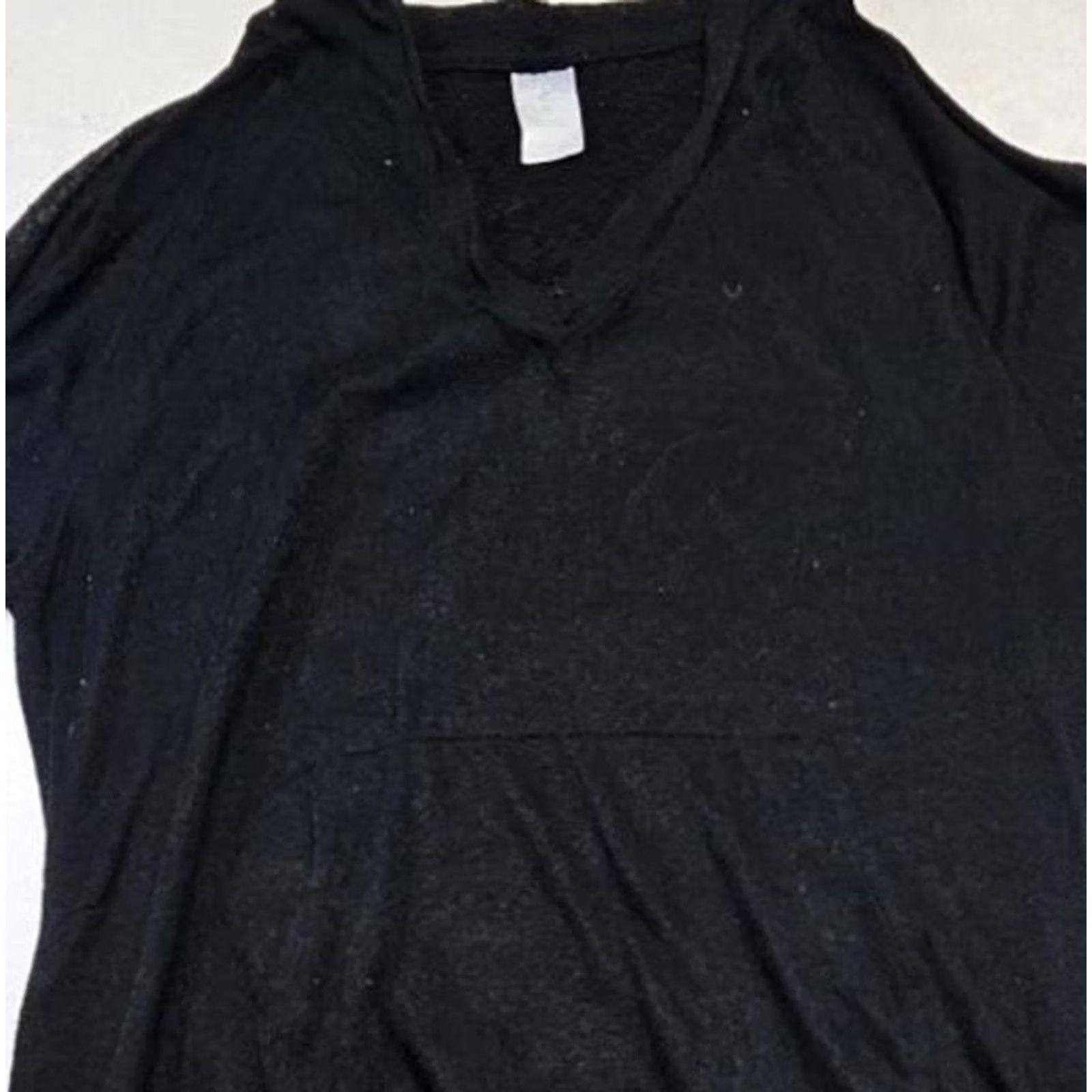 Vintage Kona Sol Cover Up Hoodie Womens XL Black Sheer Beach Tunic Long Sleeve V-Neck Pullover Lightweight Size XL / US 12-14 / IT 48-50 - 4 Thumbnail