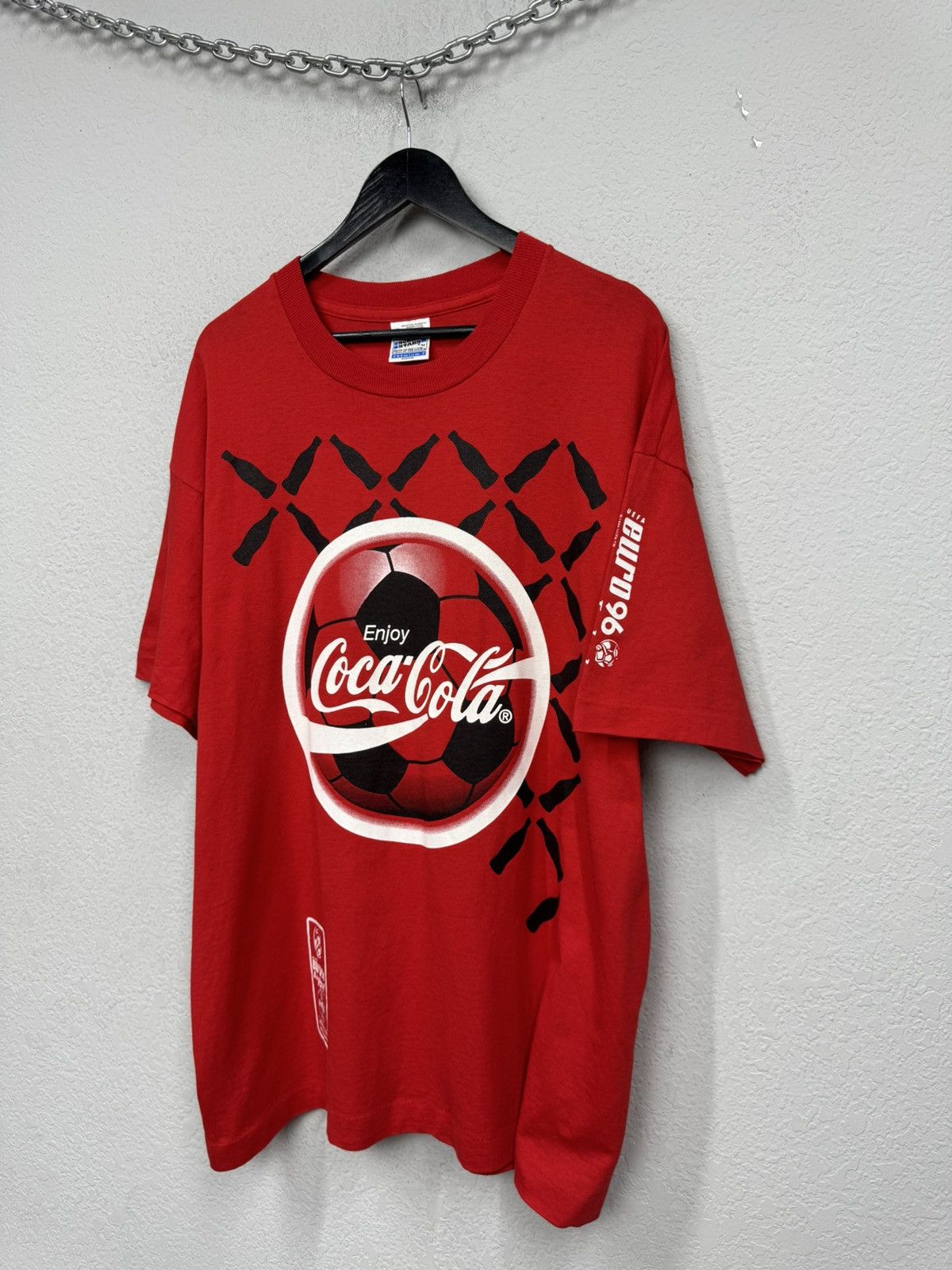 Band Tees Vintage UEFA Euro 1996 Coca Cola T-shirt Jersey Rare Size US XL / EU 56 / 4 - 3 Thumbnail