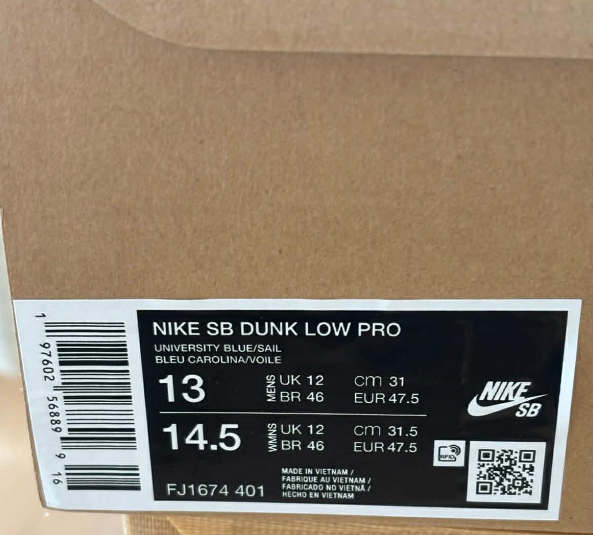 Nike Nike Sb Dunk Low ISO University Blue UNC Gum US13 Size US 13 / EU 46 - 11 Thumbnail