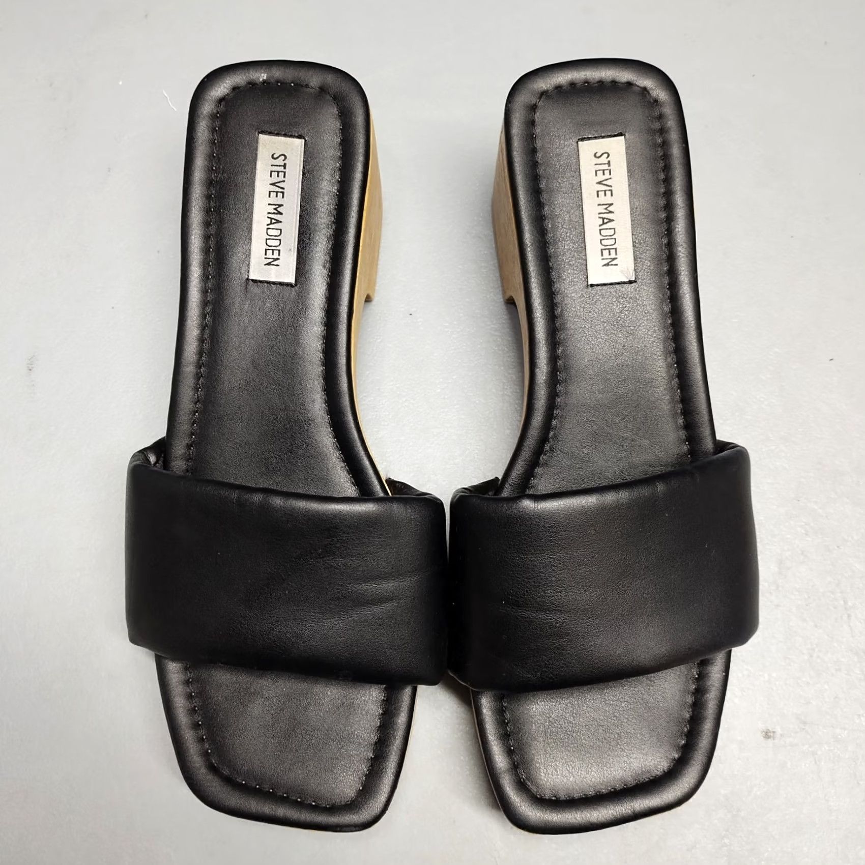 Steve Madden Steve Madden Chana Woody Platform Slide Sandals Womens US 9 Black & Brown Open Toe - Size 9 Womens, Slide, Casual, Summer, 2-2.9in, Block Heel Size US 9 / IT 39 - 6 Thumbnail