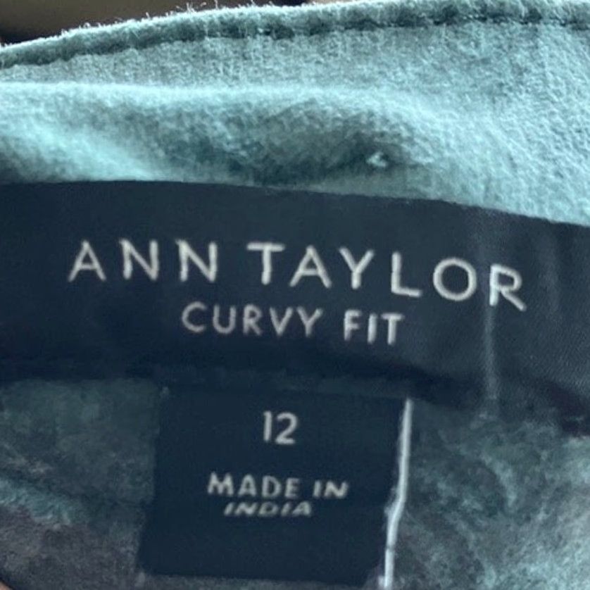 Ann Taylor Ann Taylor Womens Pants Green Velvet Curvy Fit High Rise Skinny Stretch 12 Size 24" / US 00 / IT 34 - 4 Thumbnail
