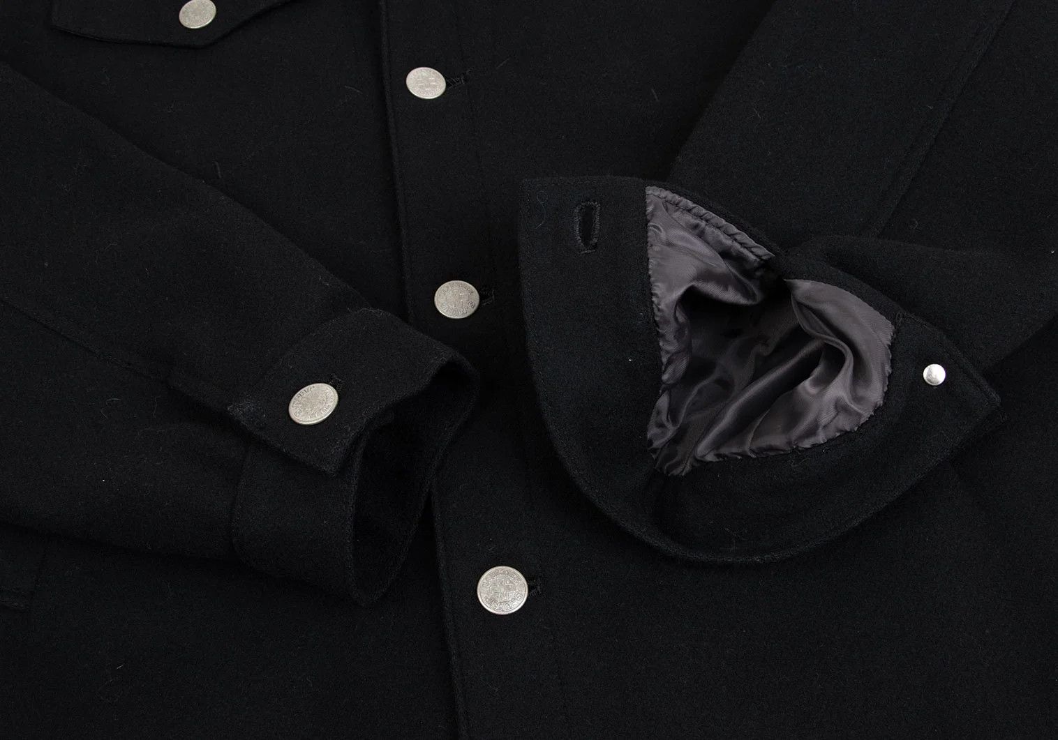 Jean Paul Gaultier Melton Wool Metal Logo Button Long Coat in Black 48 Size US M / EU 48-50 / 2 - 7 Thumbnail