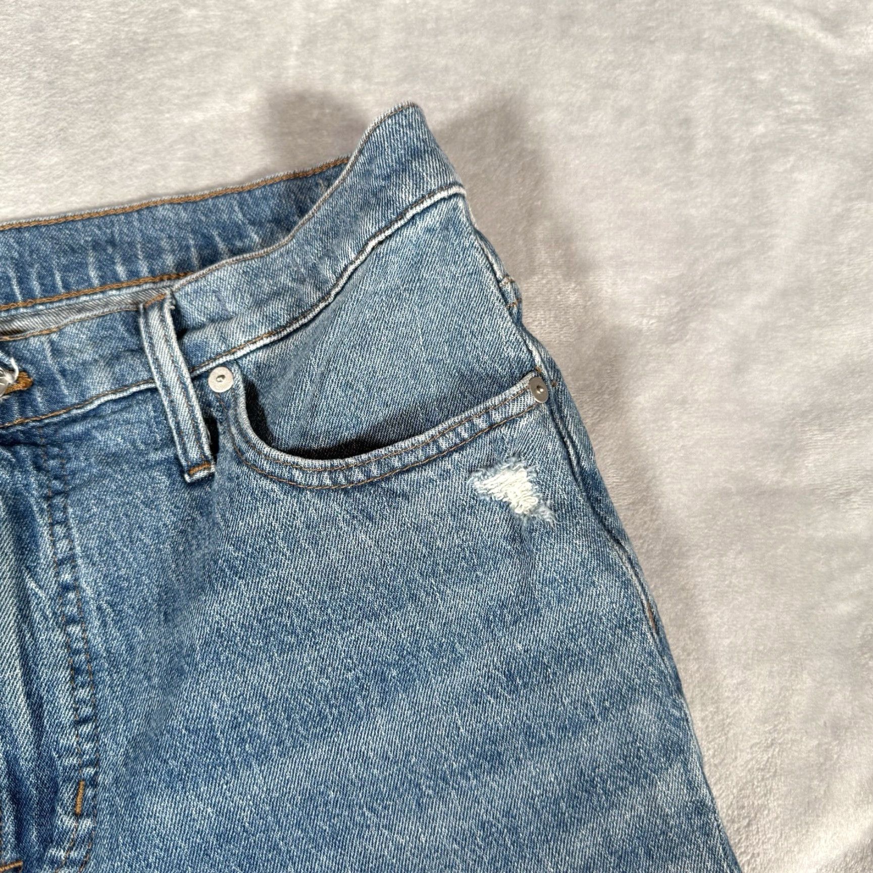 Madewell Madewell Mid Rise Distressed Jeans Womens 30 (Fits 32x27) Blue Regular Straight Size 30" / US 8 / IT 44 - 3 Thumbnail