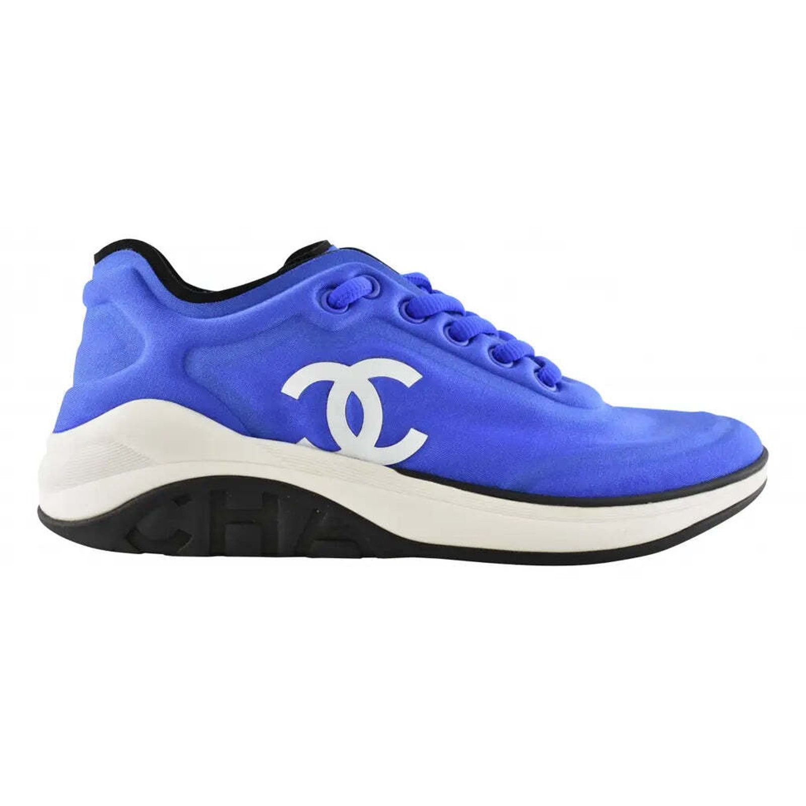 Chanel 19P Lycra CC Logo Lace Up Low Top Trainer Sneaker 36.5 Size US 6.5 / IT 36.5 - 1 Thumbnail